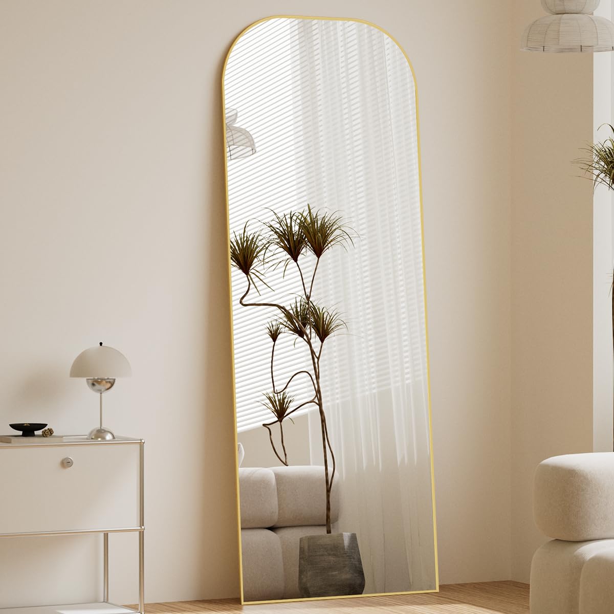 Gold Wavy Mirror Full Body with Aluminum Frame