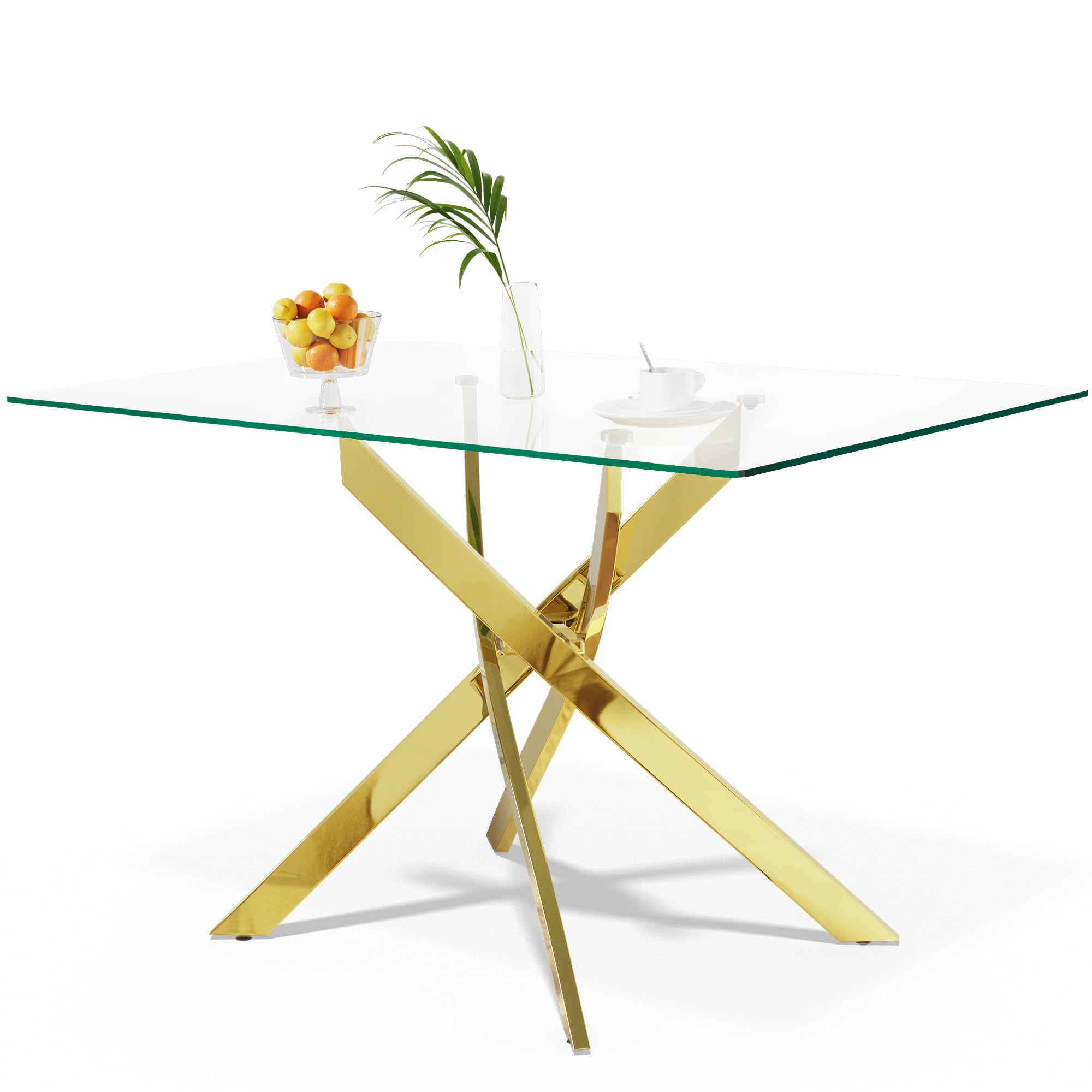 Glass Dining Table With Chromed Legs (Only Table)