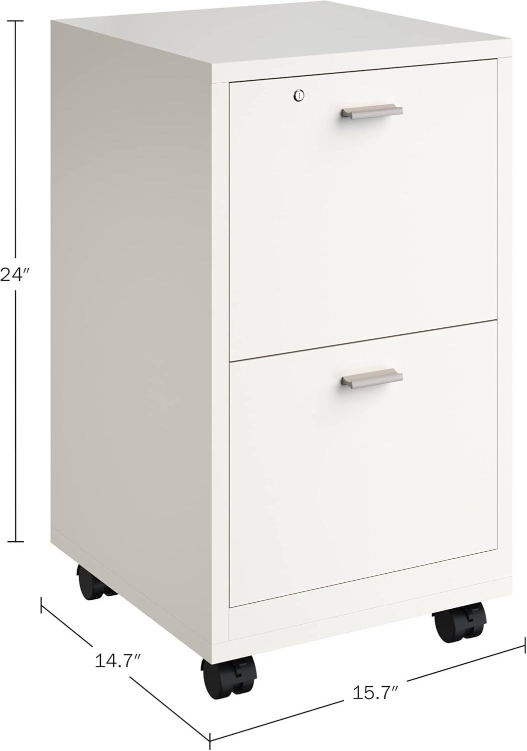 White 2-Drawer Filing Cabinet with Lock