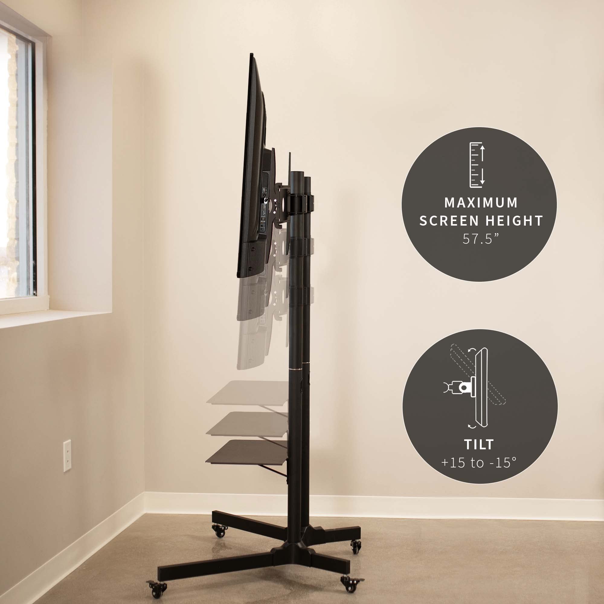 TV Cart for 32" to 83" Screens with Rolling Laptop Stand