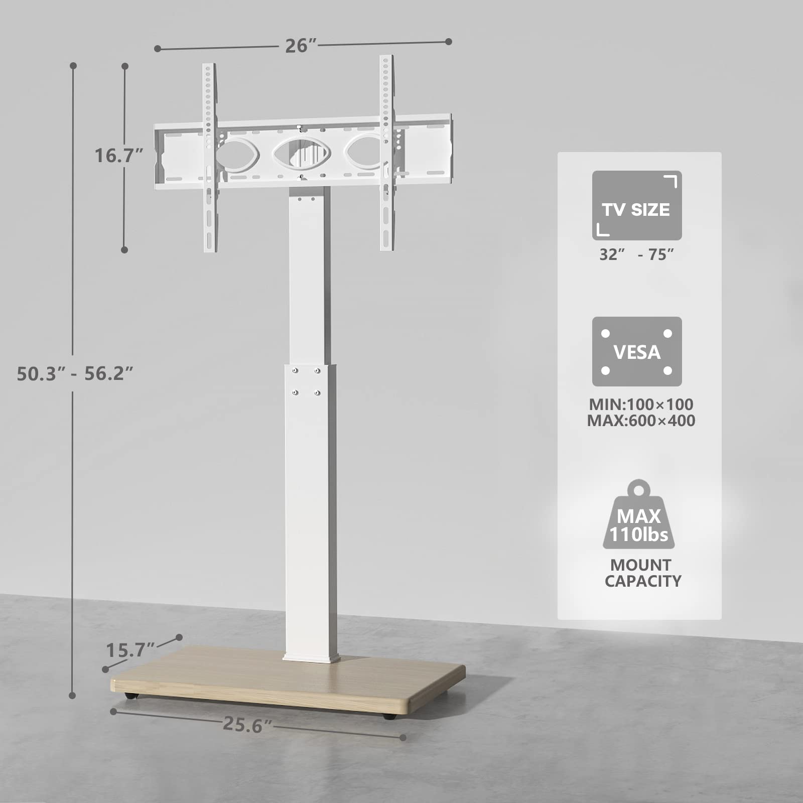 Universal Floor TV Stand Base with Height Adjustable