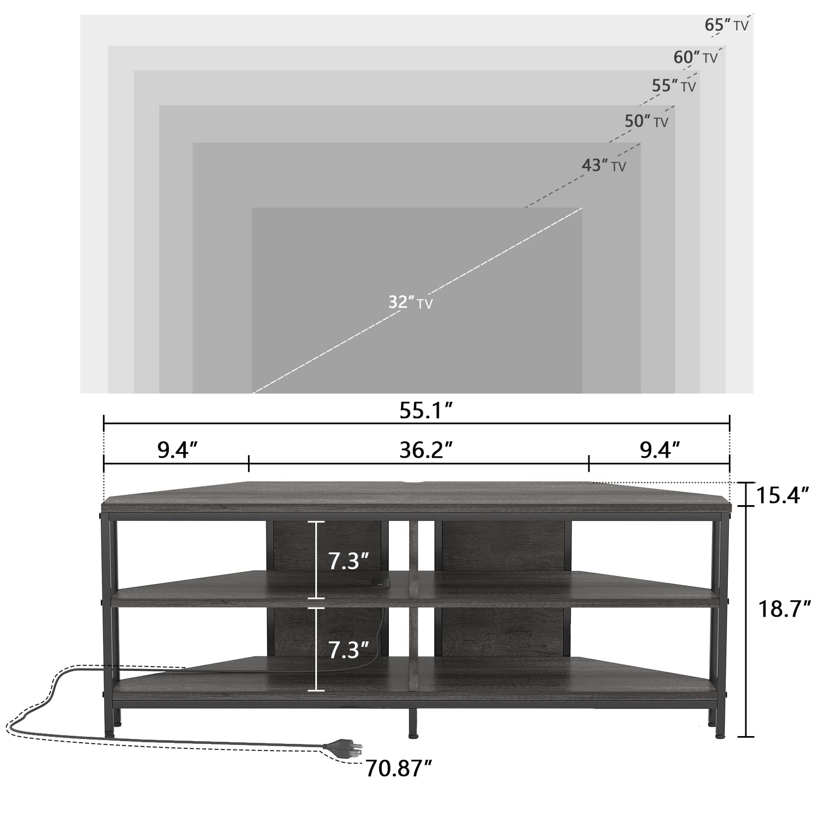 Industrial Style Corner TV Stand