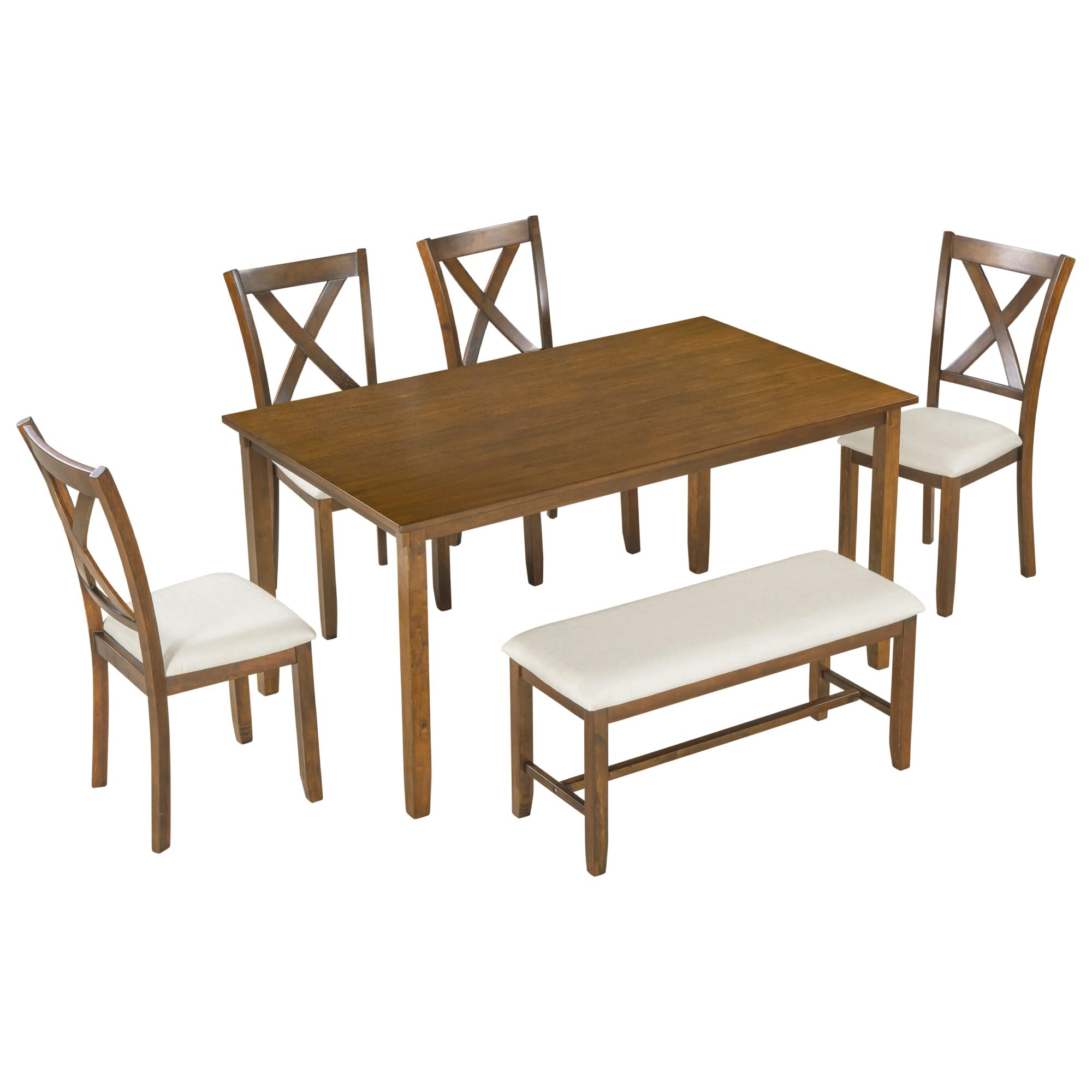 6-Piece Retro Wood Dining Set