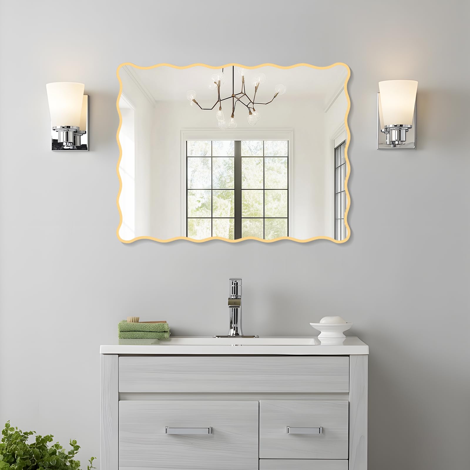 Modern Wavy Mirror with Ripple Edge