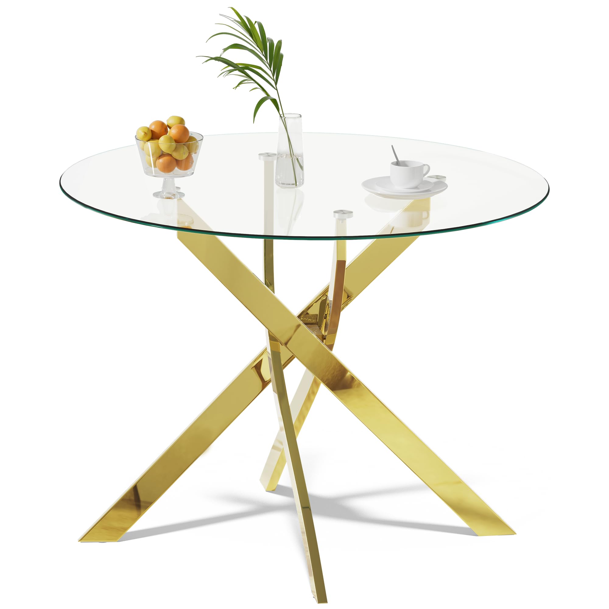 Glass Dining Table With Chromed Legs (Only Table)