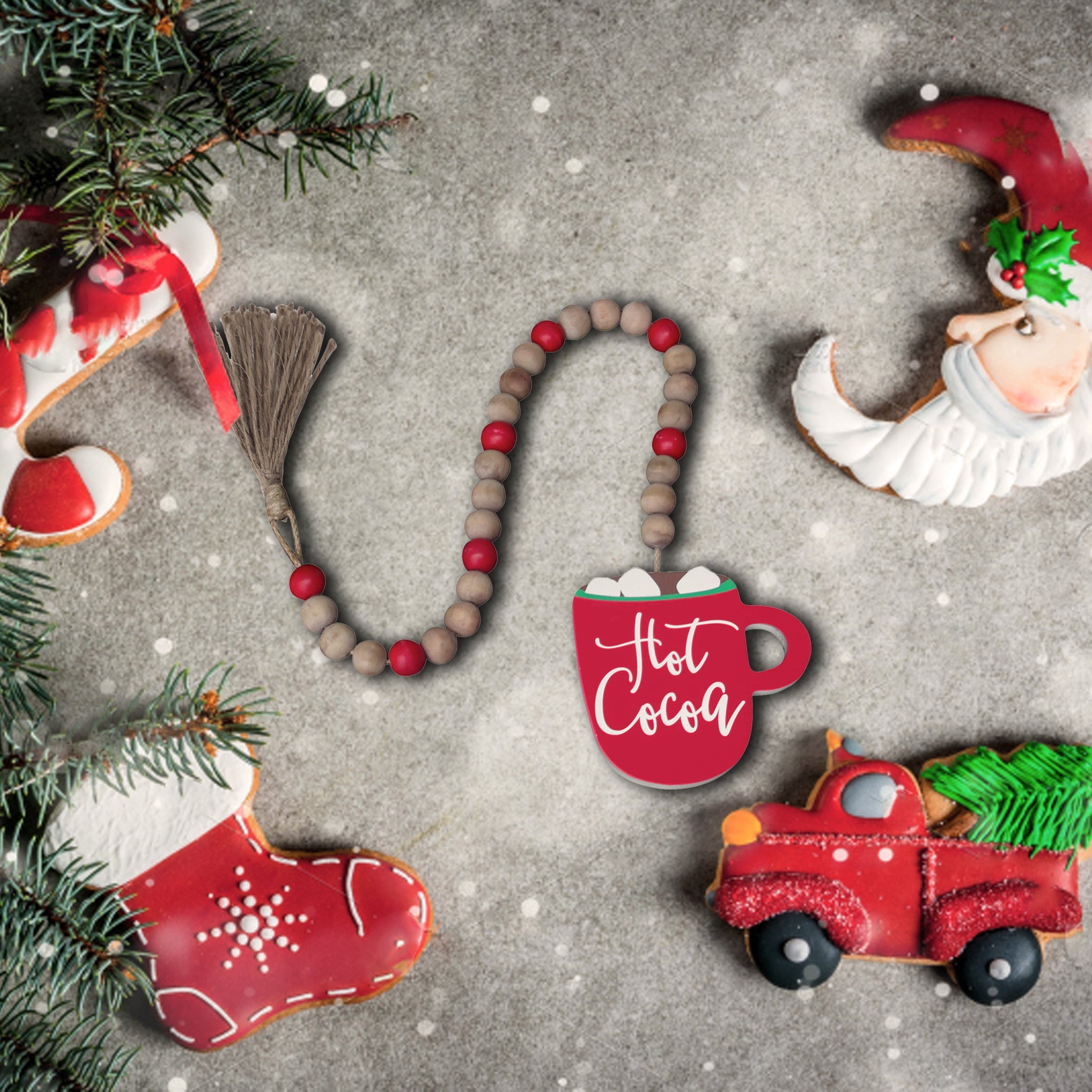 Hot Cocoa Wood Bead Garland with Tassels