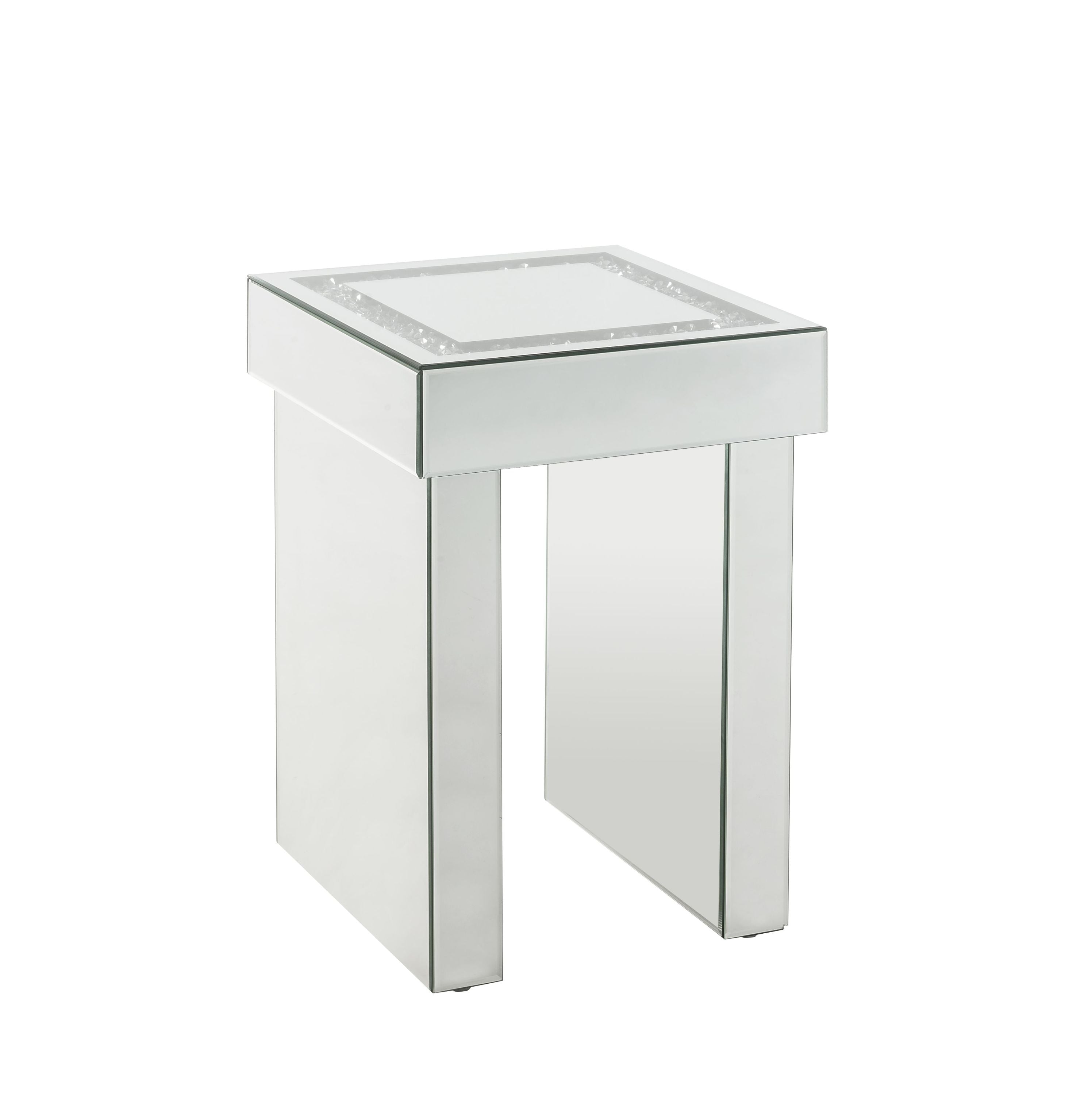 Noralie Mirrored & Faux Diamonds Square End Table