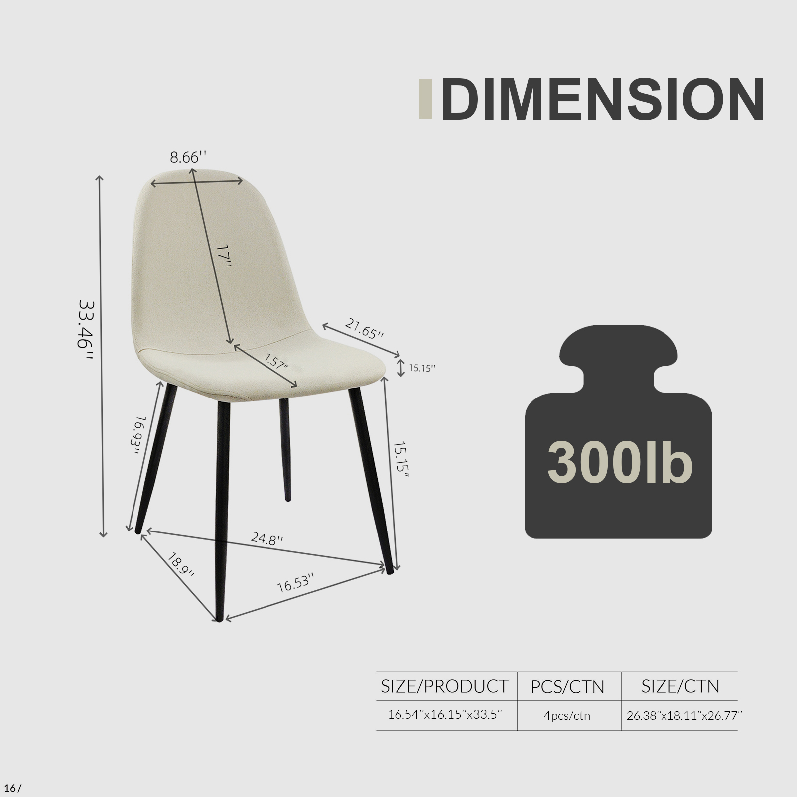 55" Natural color Dining Table and Modern Dining Chair Set of 4, Metal Base & Legs