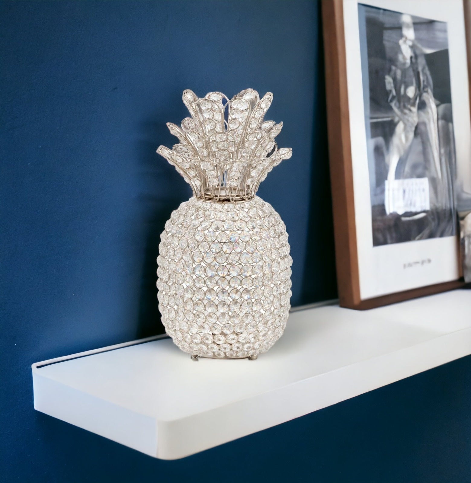 Silver Faux Crystal Decorative Pineapple