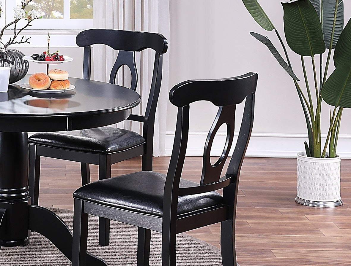 Black 5-Piece Dining Set with Round Pedestal Table