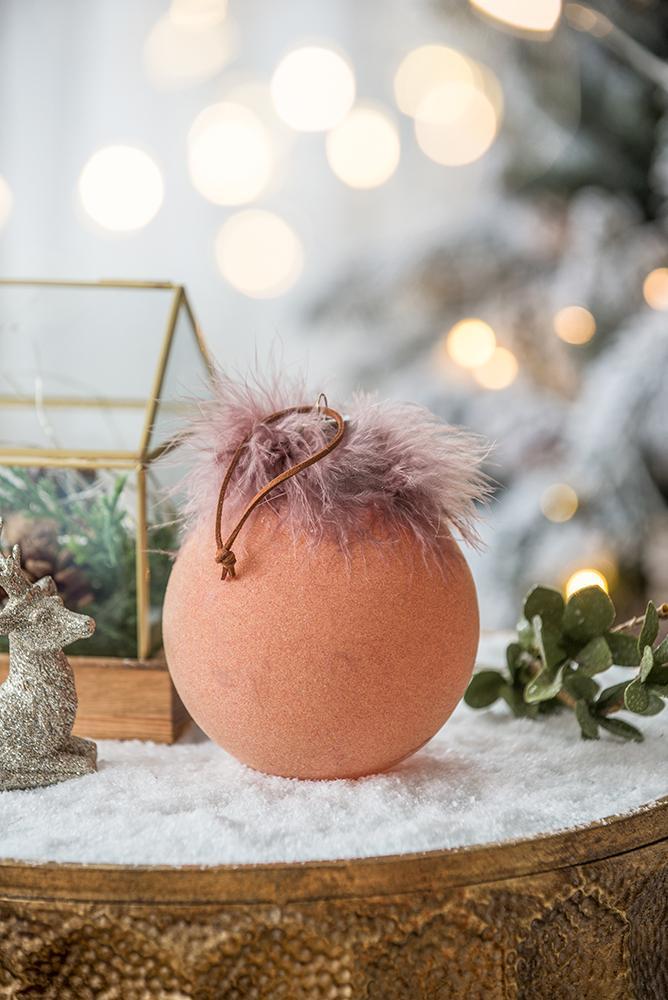 Peach and Mauve Christmas Ball Ornaments, Set of 6