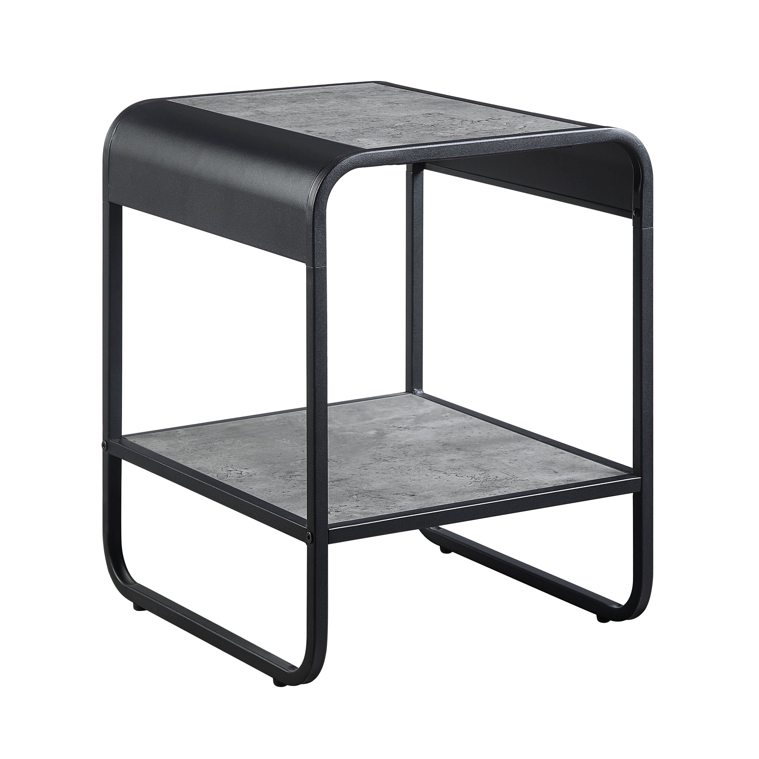 Raziela Concrete Gray & Black Finish End Table