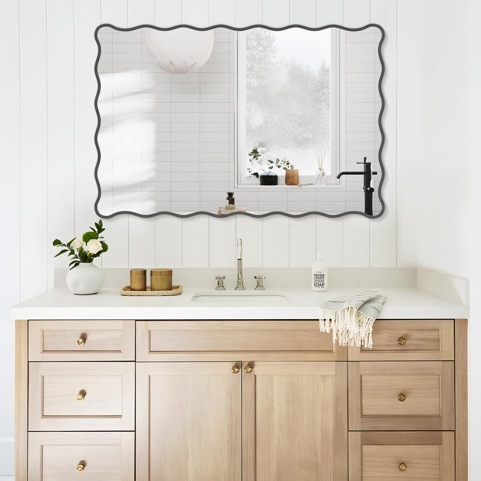 Modern Wavy Mirror with Ripple Edge