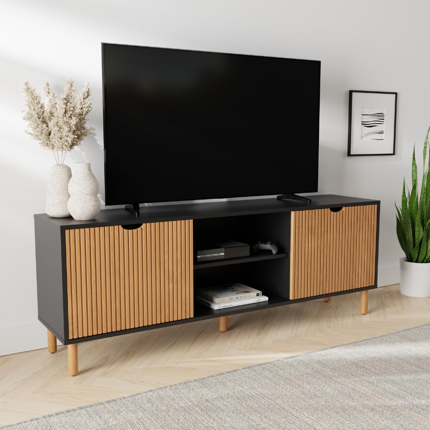 Natural Oak Corner TV Stand