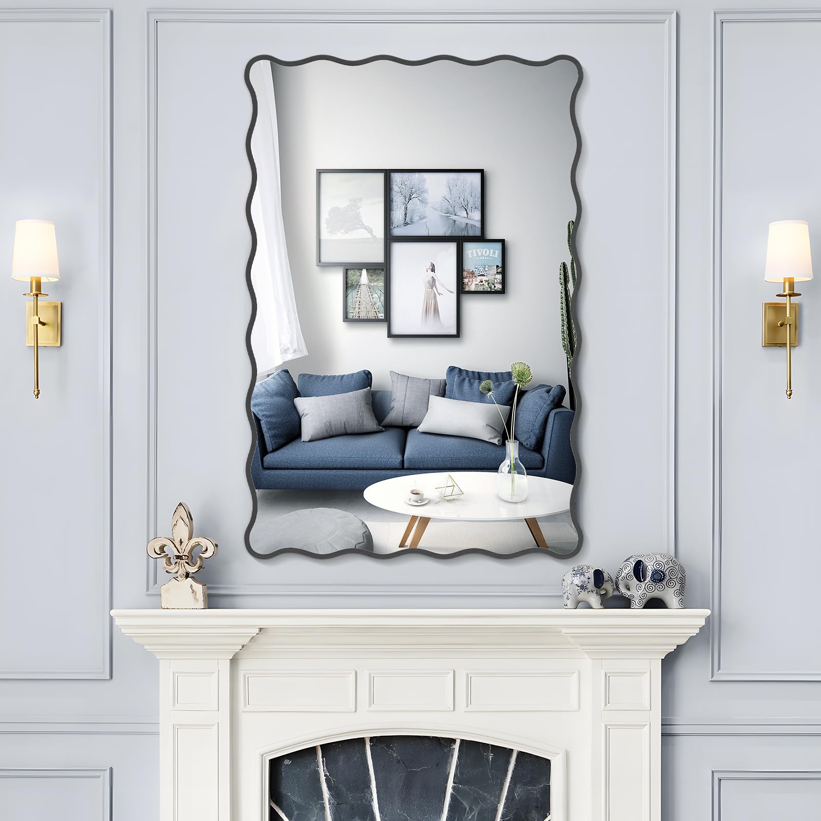 Modern Wavy Mirror with Ripple Edge