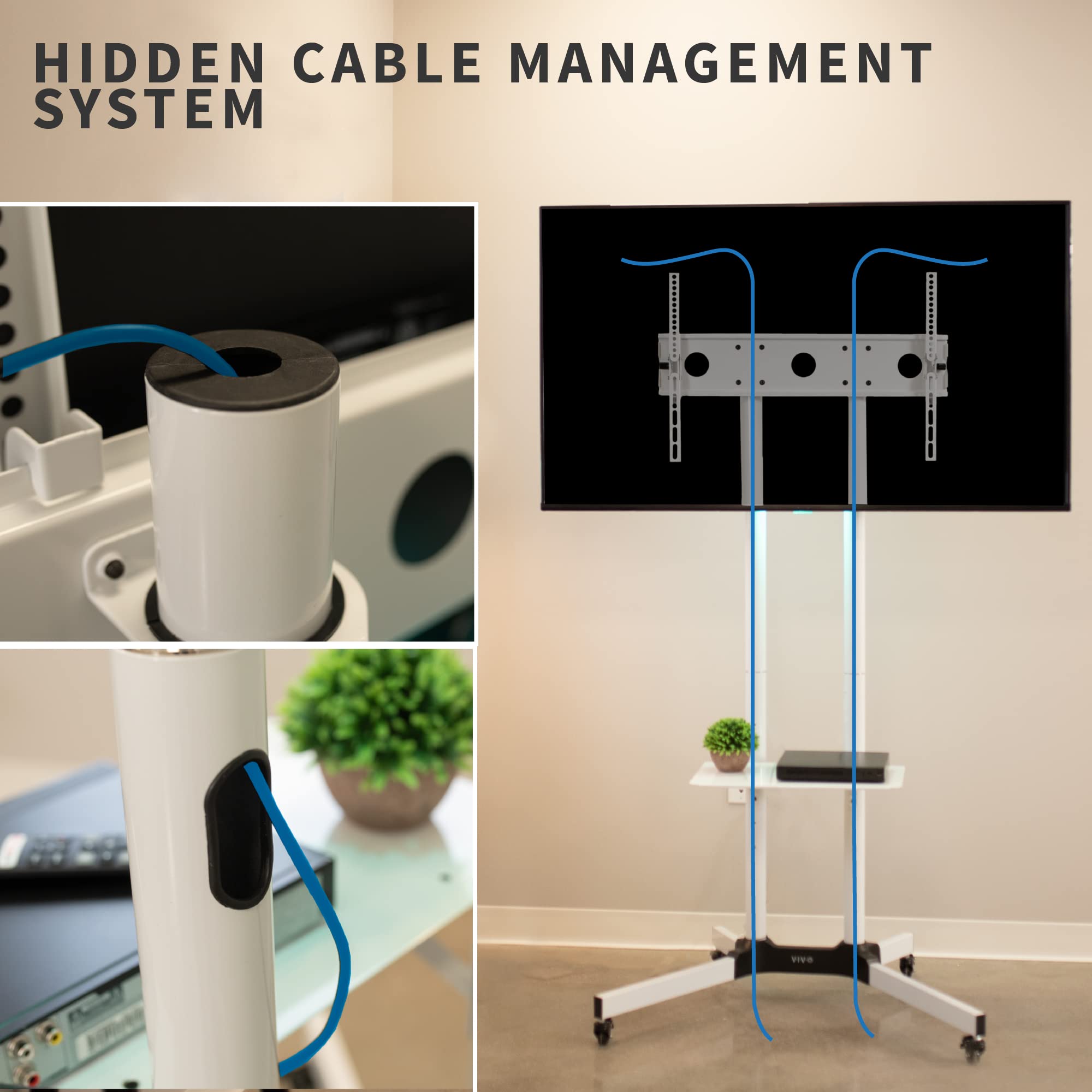 TV Cart for 32" to 83" Screens with Rolling Laptop Stand