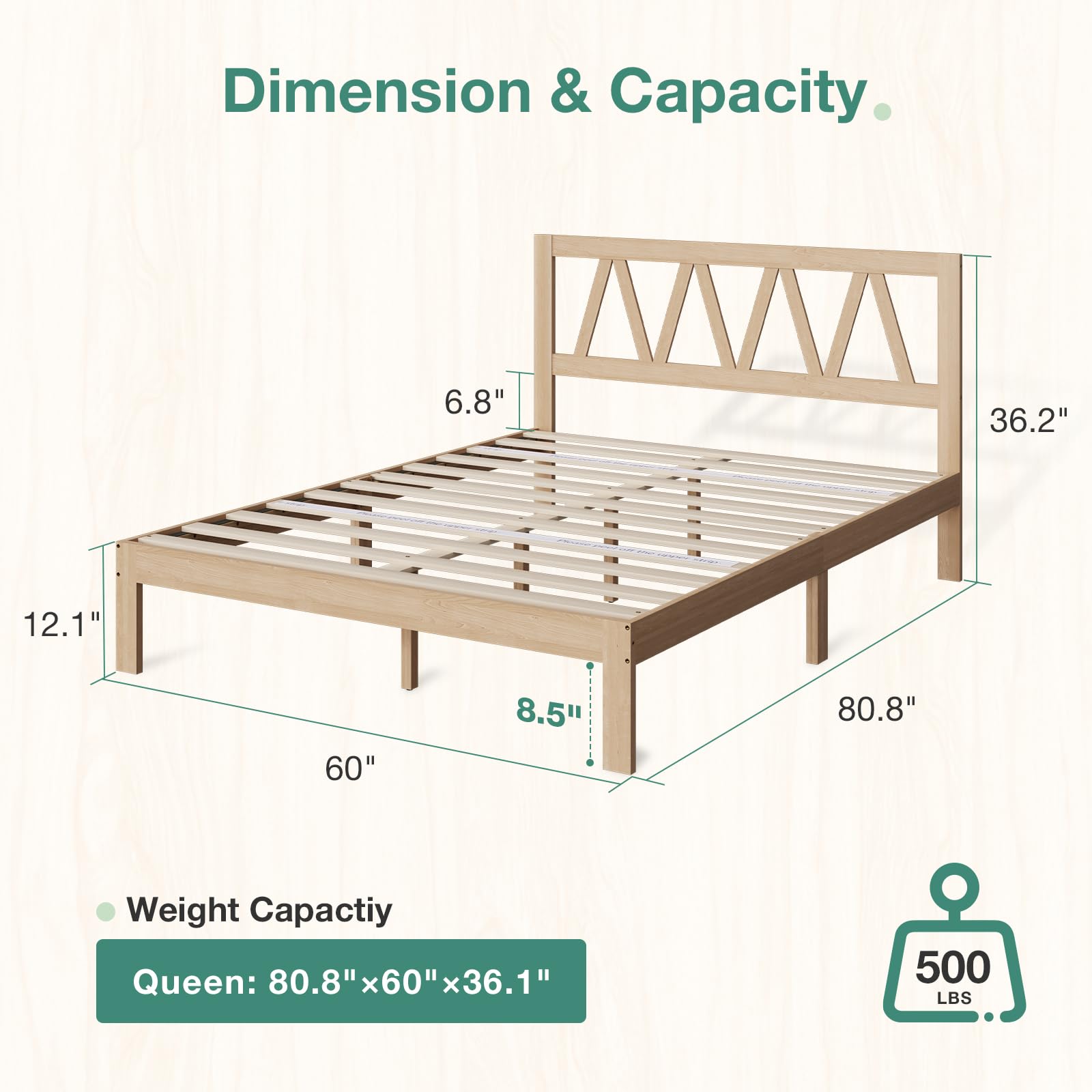 Solid Wood Bed Frame Foundation