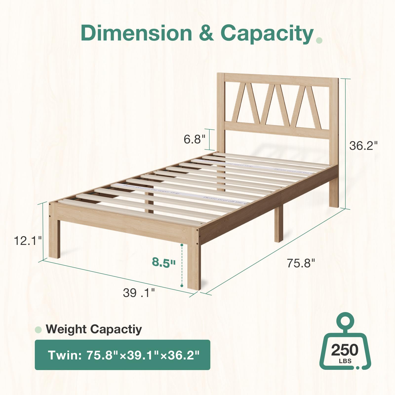 Solid Wood Bed Frame Foundation