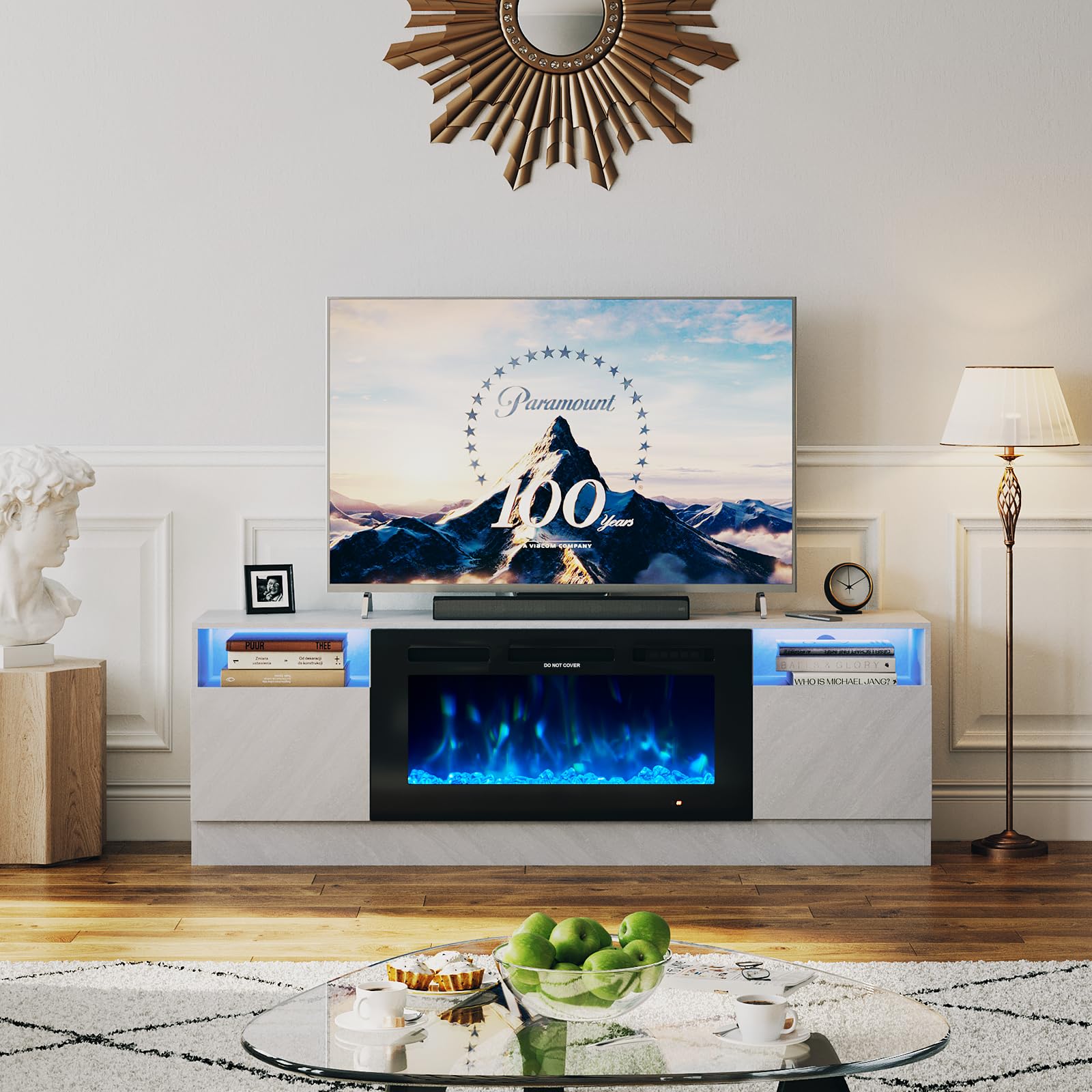 Fireplace TV Stand with 2-IN-1 DESIGN & Multifunctional