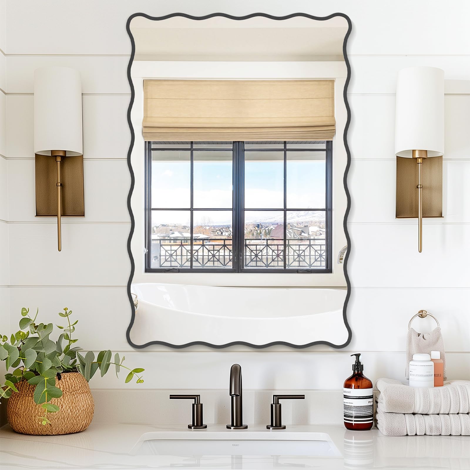 Modern Wavy Mirror with Ripple Edge