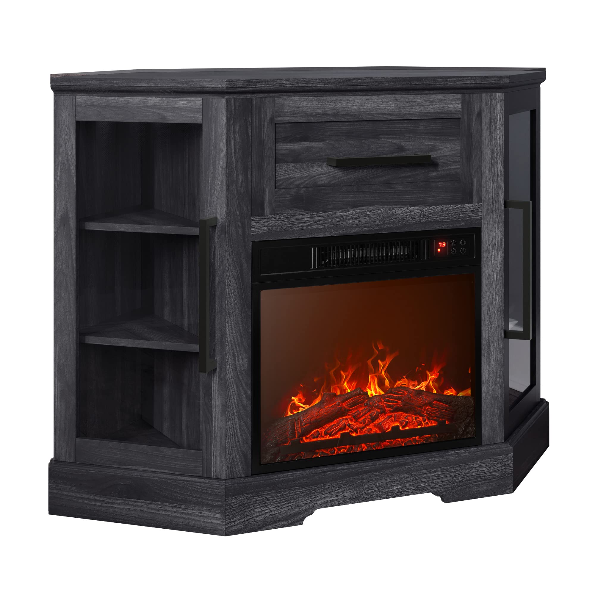 Corner TV Stand with Electric Fireplace Heater