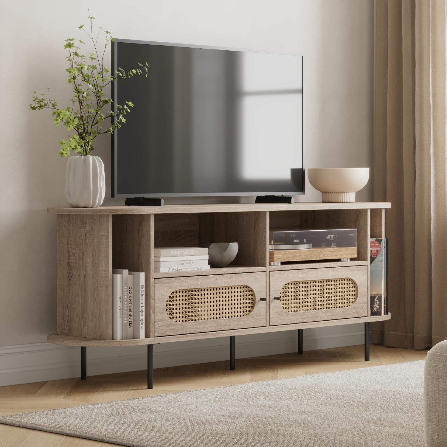 Natural Oak Corner TV Stand