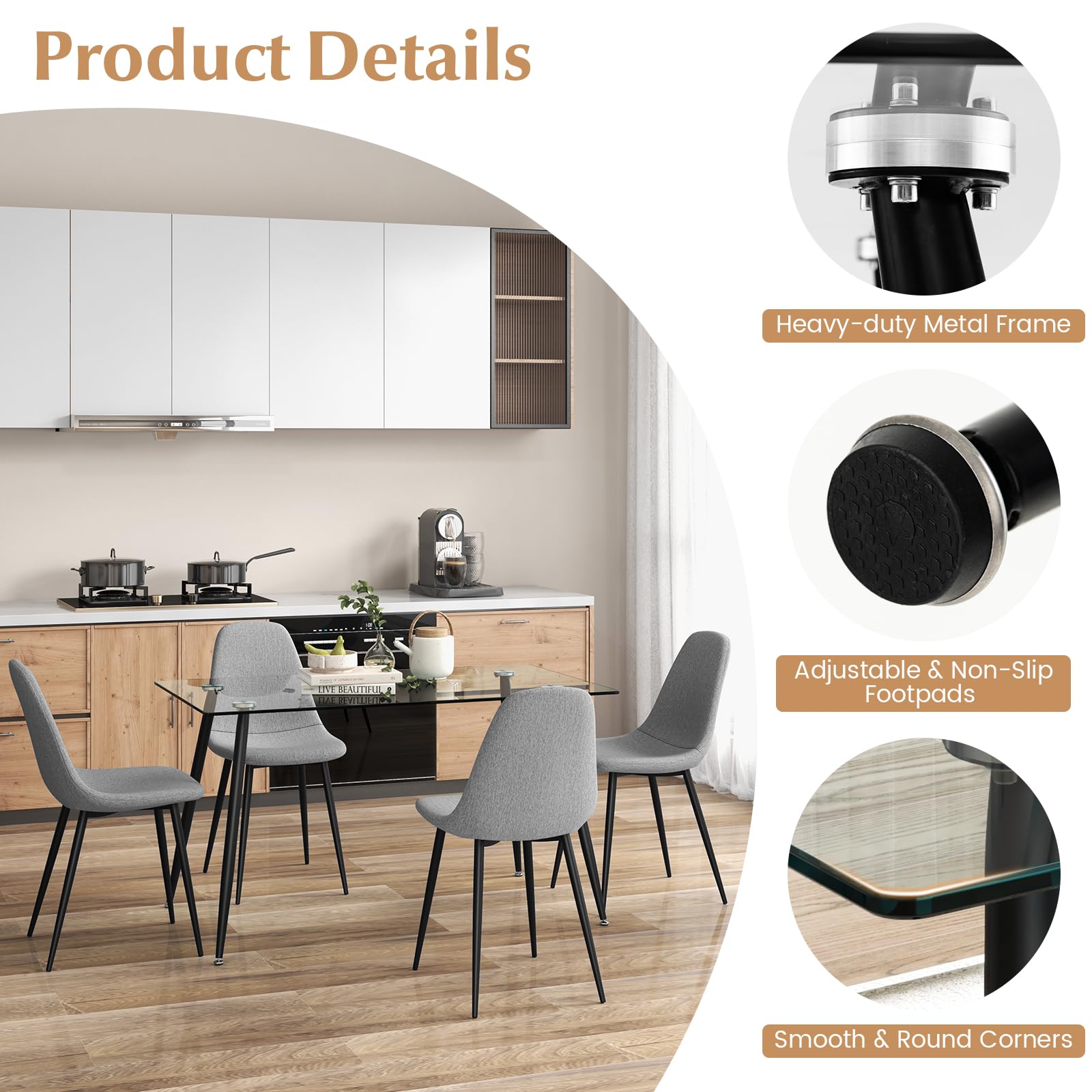 Sleek Glass Dining Set for 4