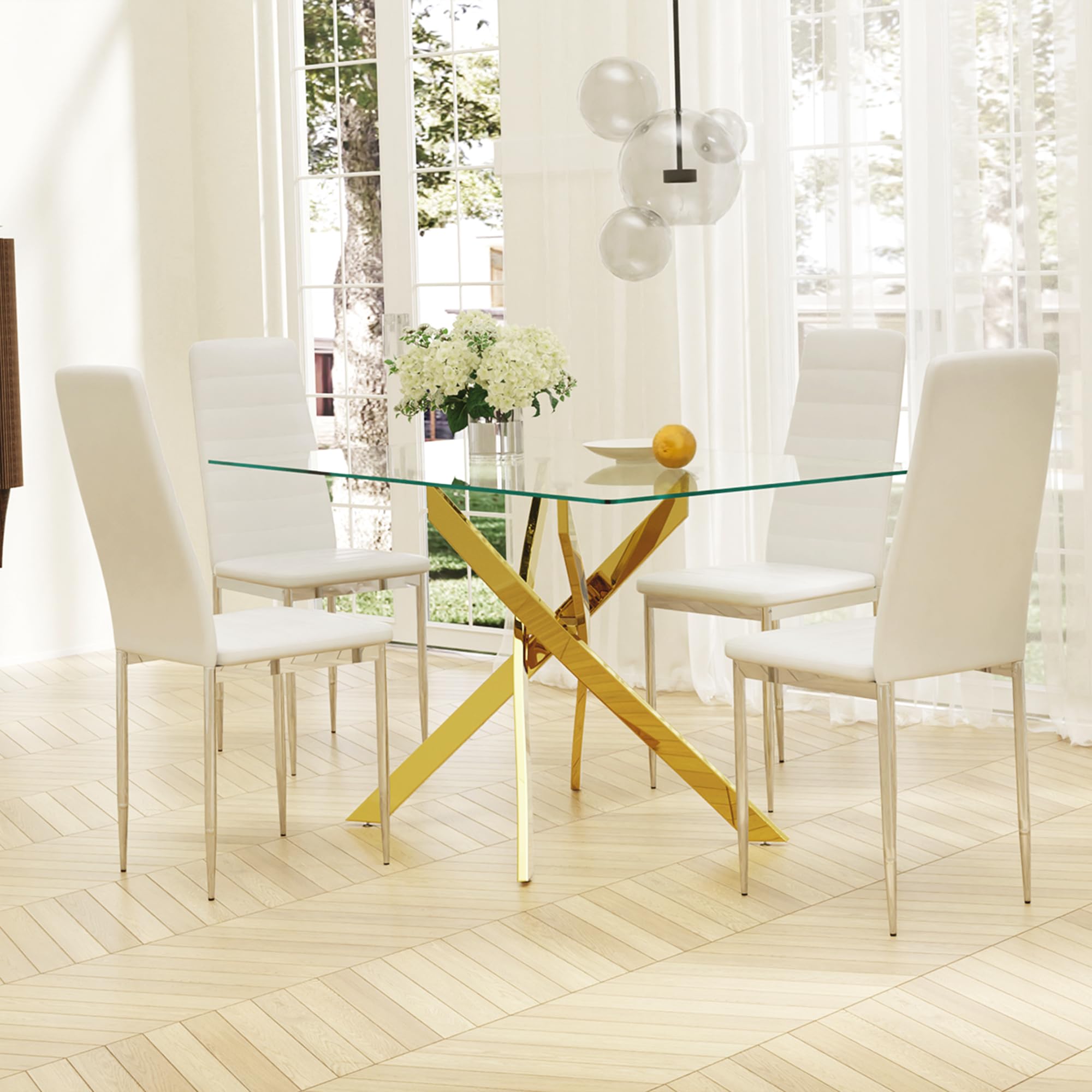 Glass Dining Table With Chromed Legs (Only Table)