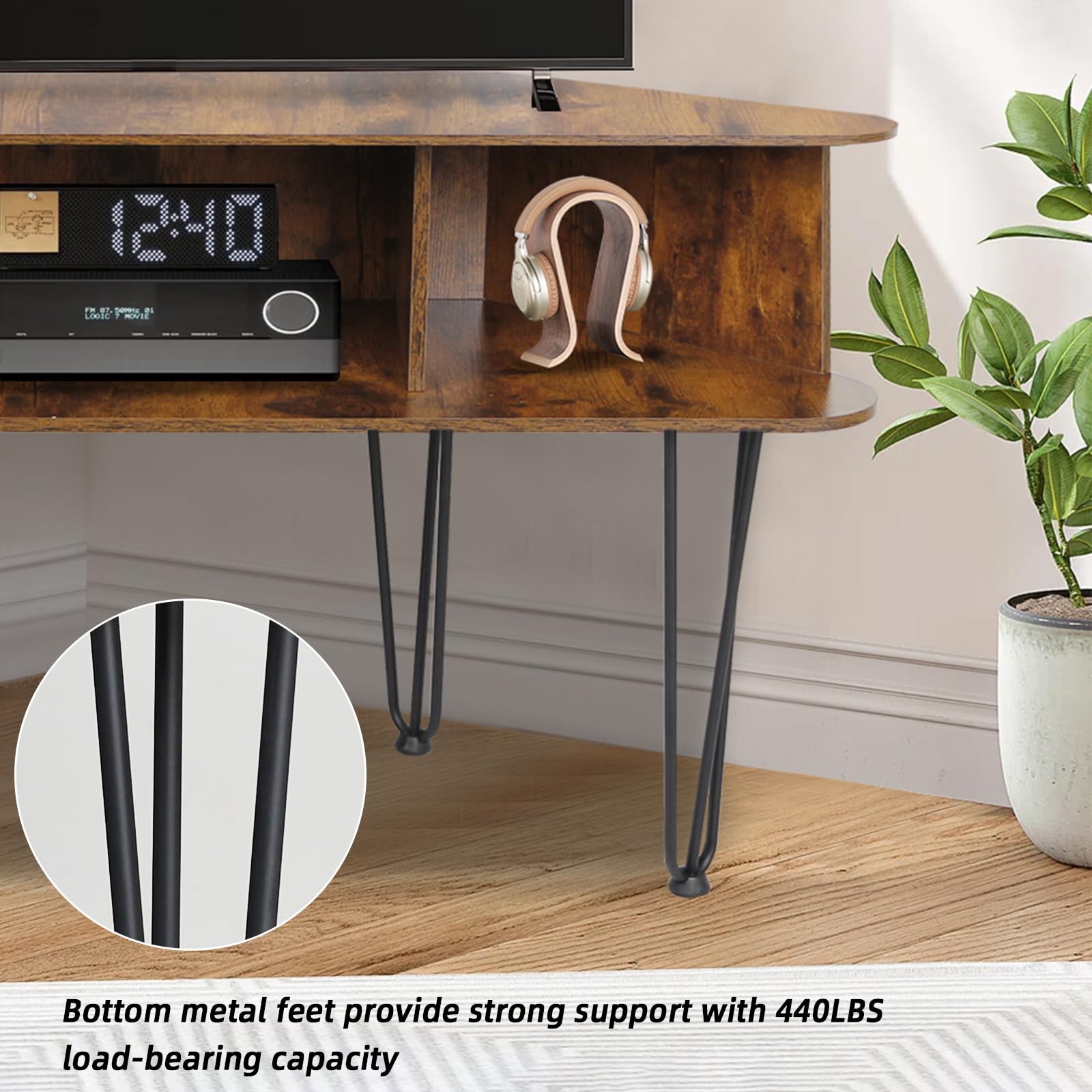 Corner TV Stand with Metal Feet