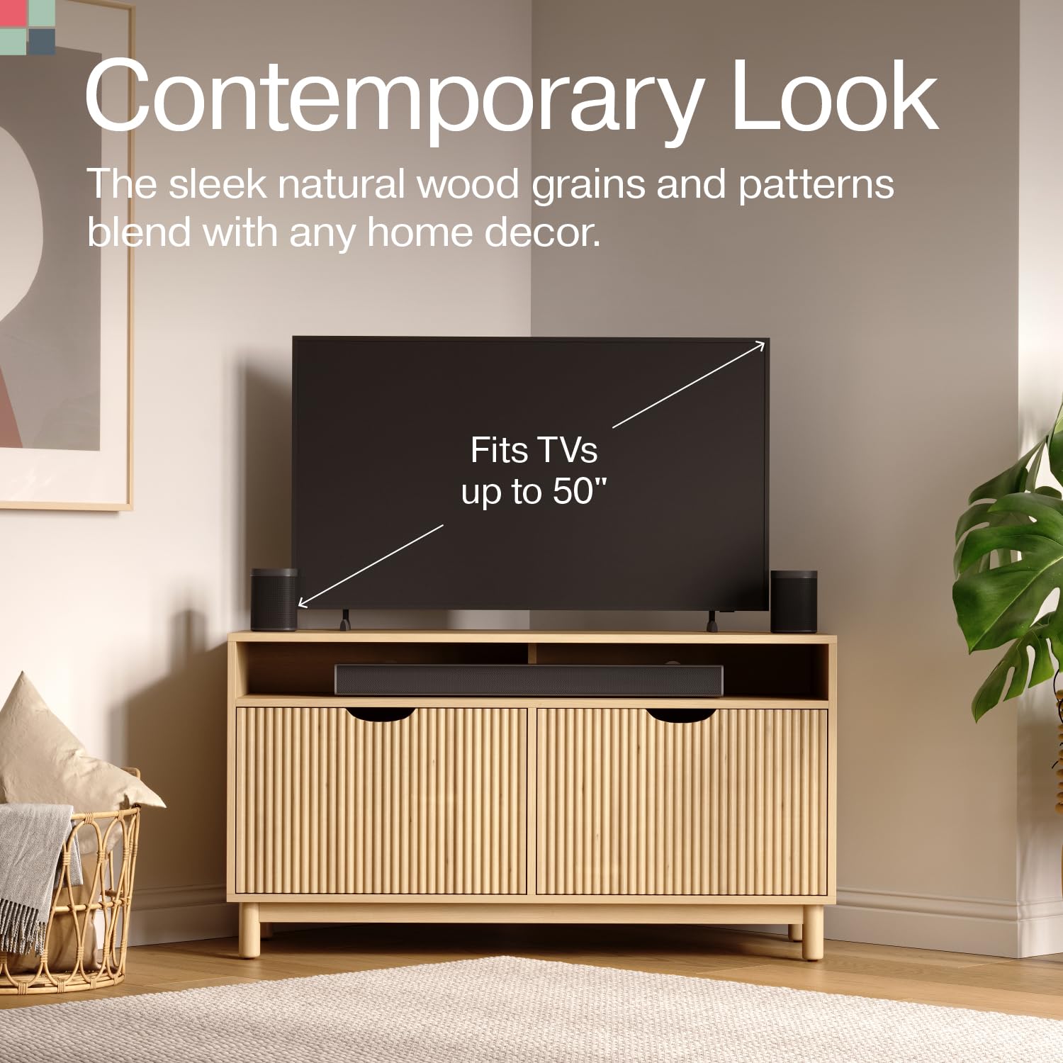 Natural Oak Corner TV Stand