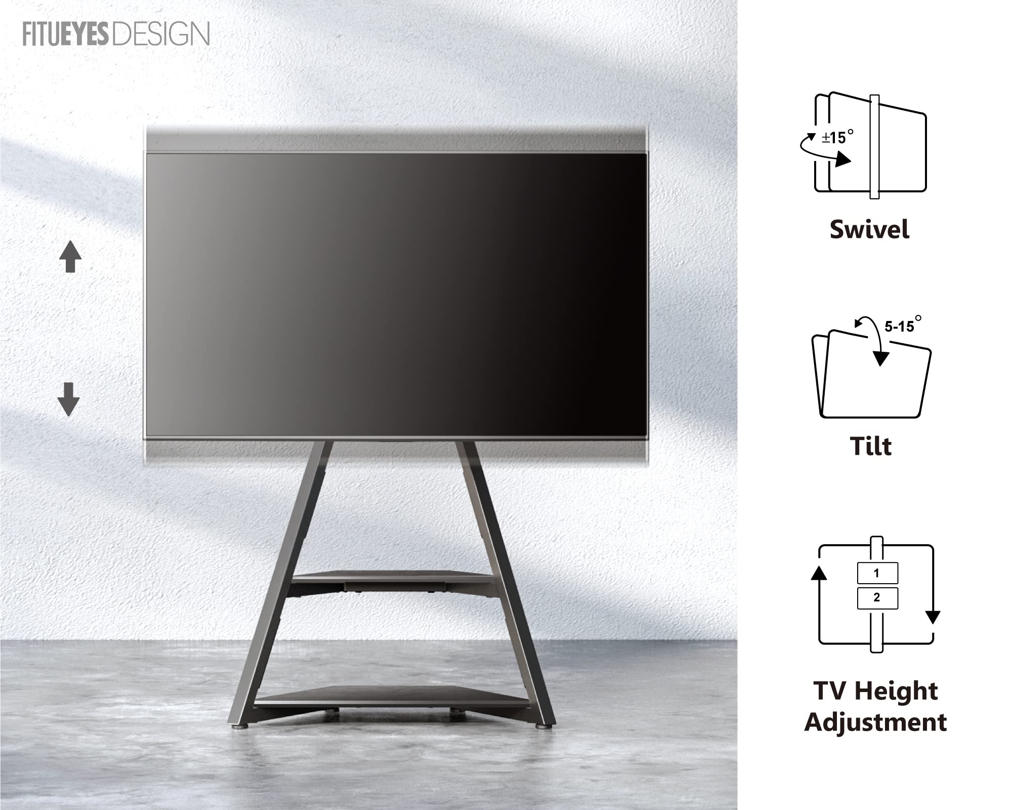 Floor TV Stand Rolling TV Cart for LCD/LED and Modern Living