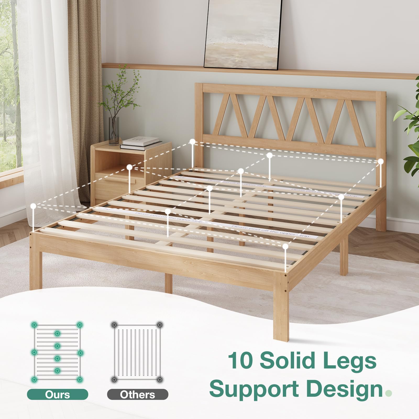 Solid Wood Bed Frame Foundation