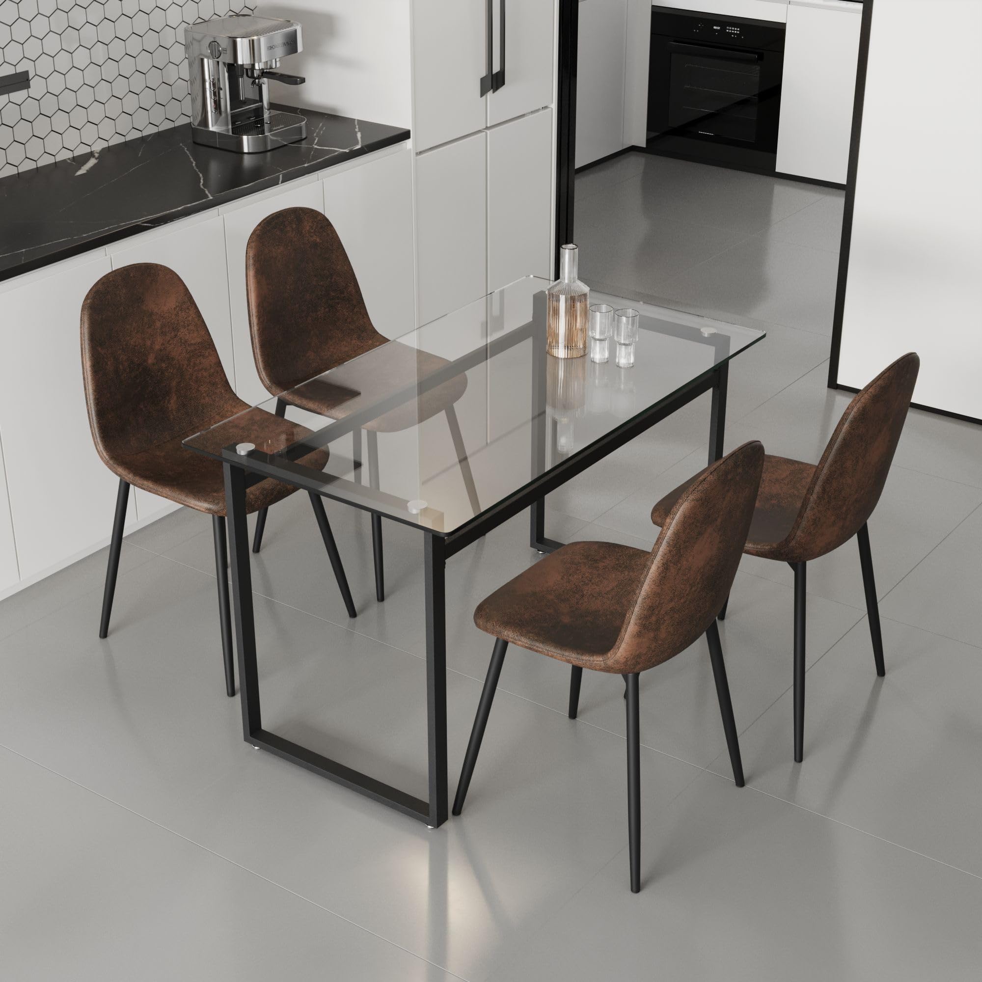 Elegant Glass Dining Table Set for 4