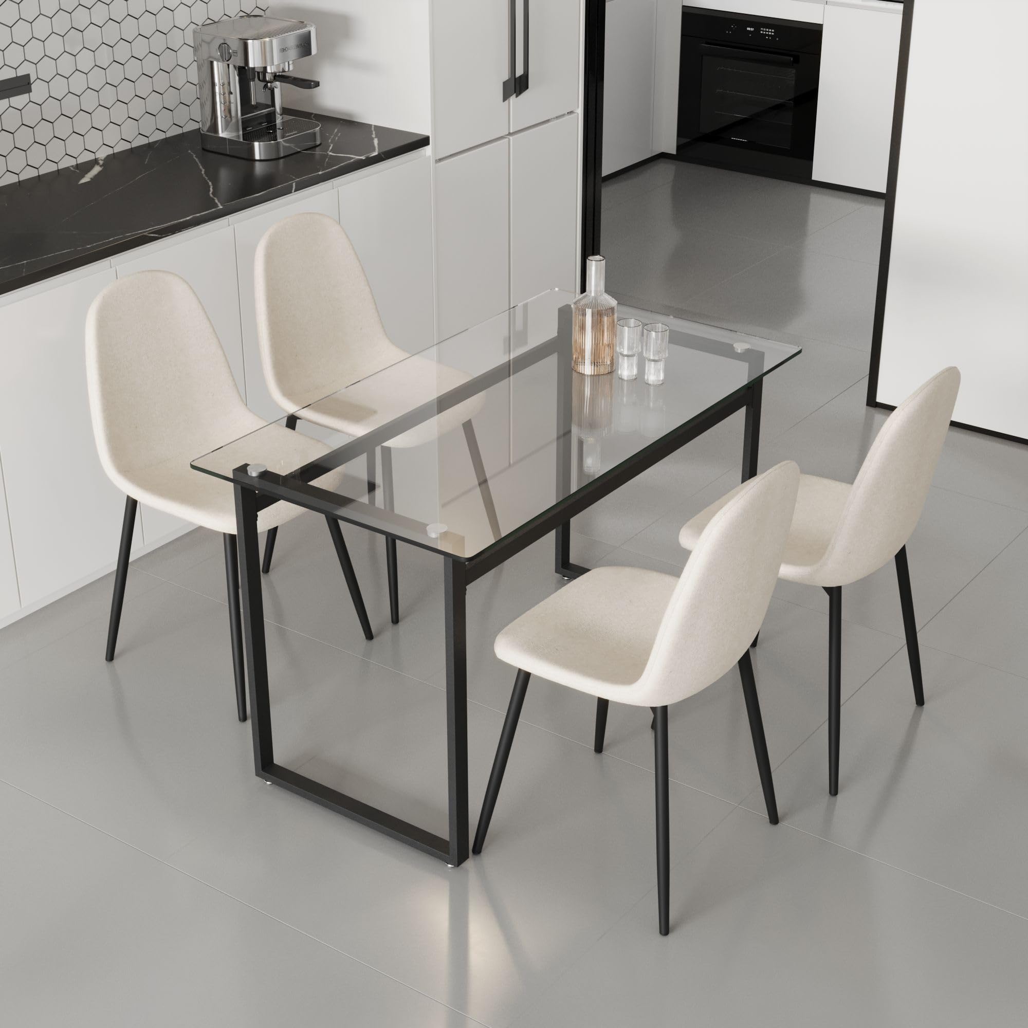Elegant Glass Dining Table Set for 4