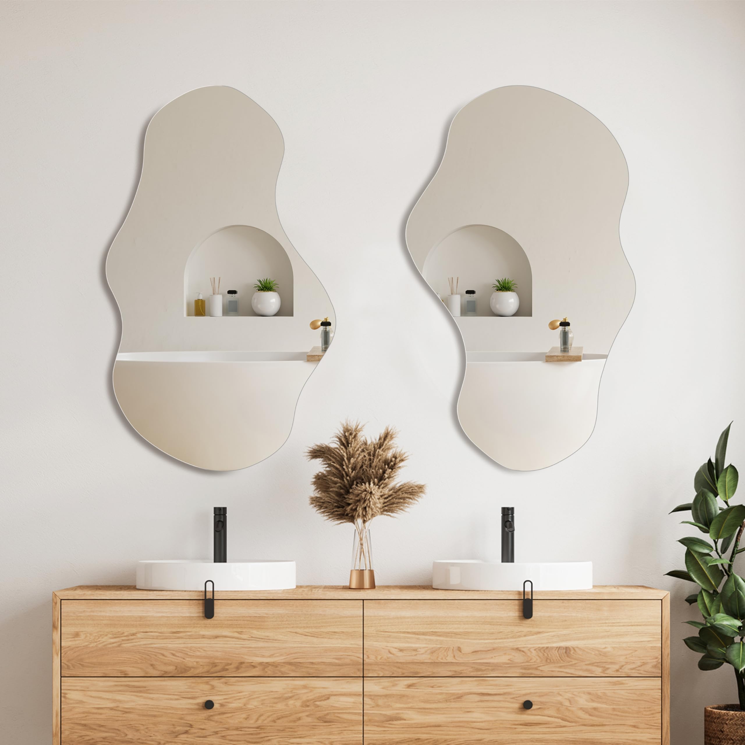 Cloud Frameless Wavy Mirror