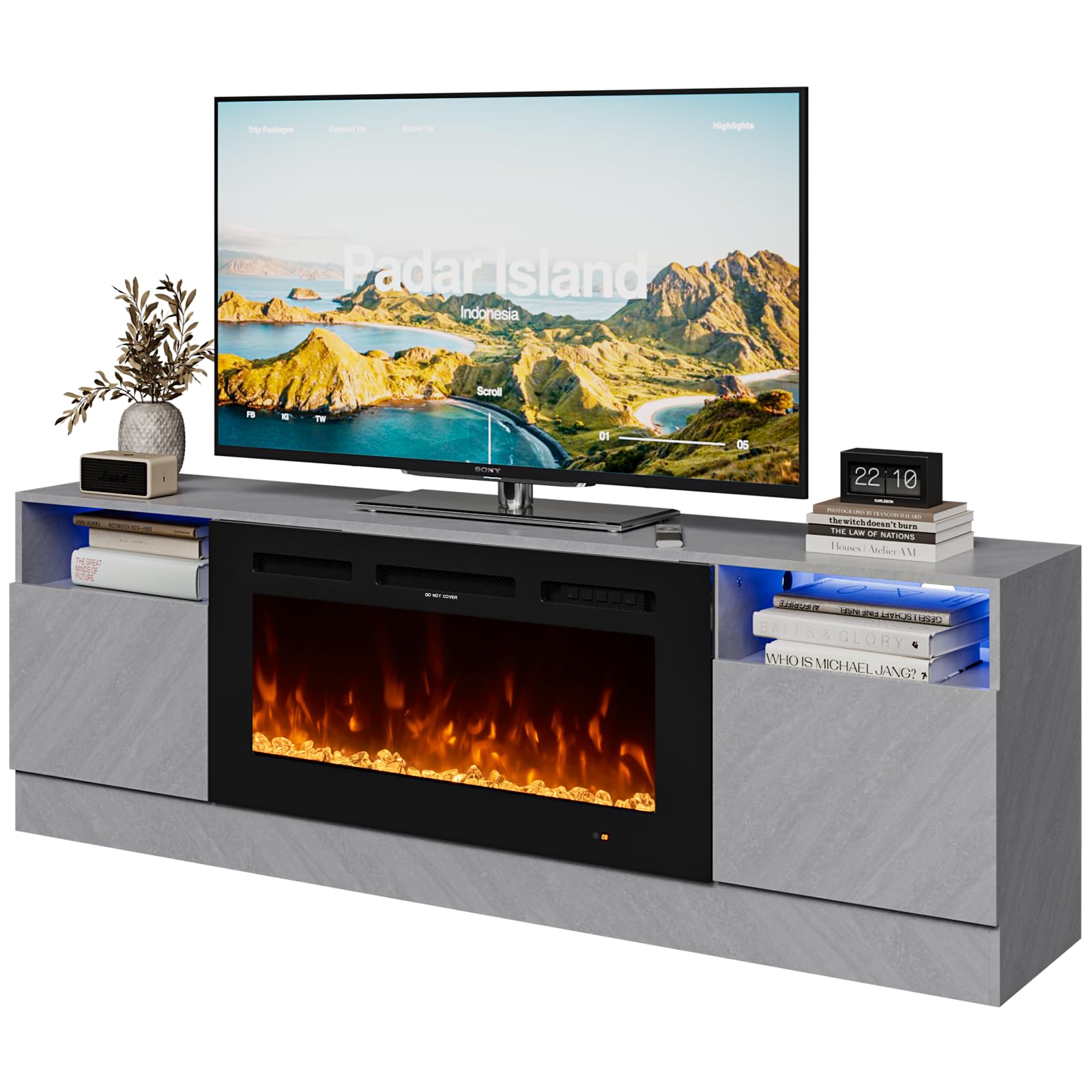 Fireplace TV Stand with 2-IN-1 DESIGN & Multifunctional