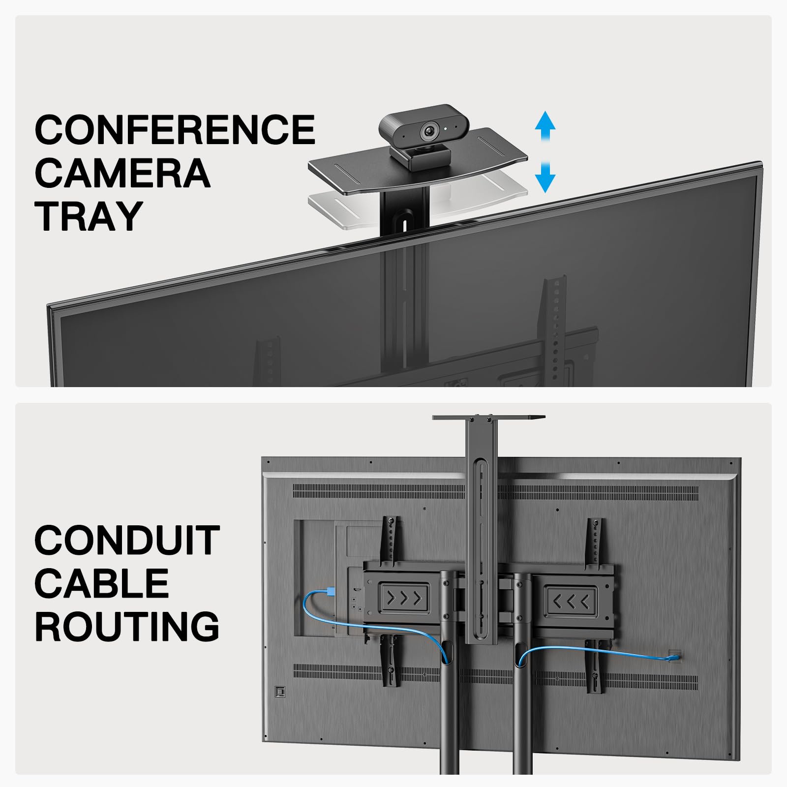 Rolling/Mobile TV Cart with Wheels for 4K Flat Screen TVs