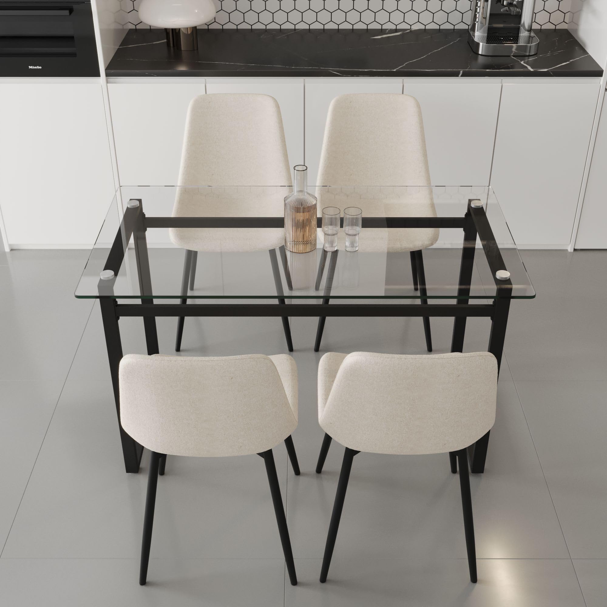 Elegant Glass Dining Table Set for 4
