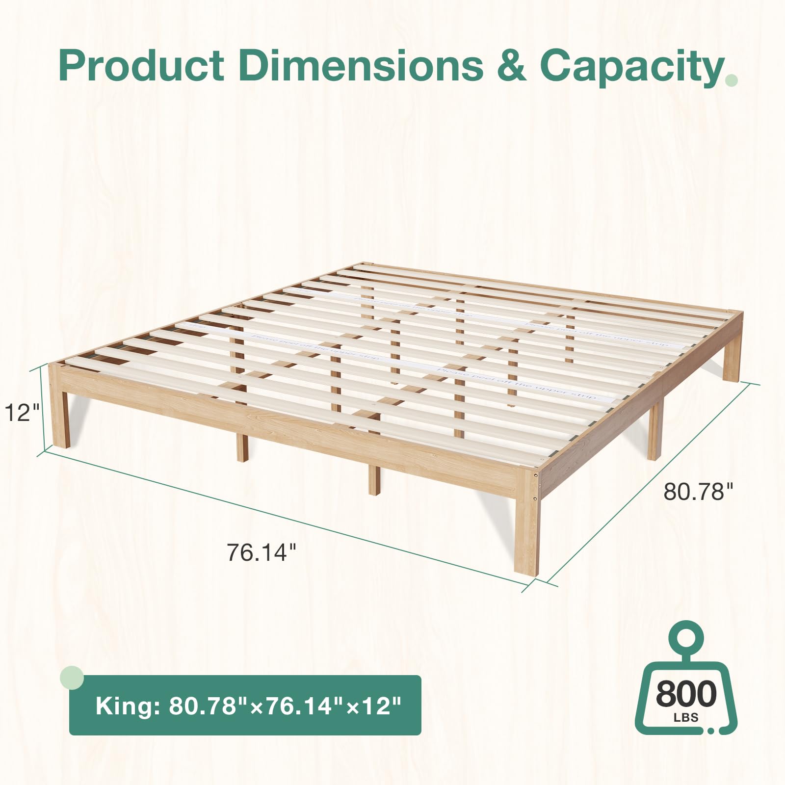 Solid Wood Bed Frame Foundation