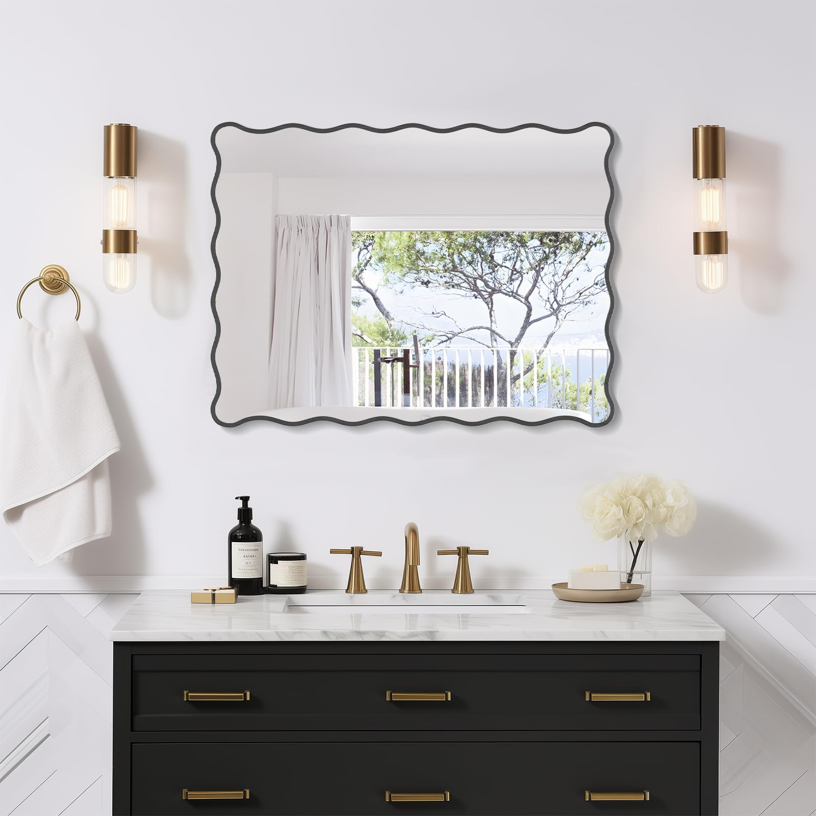 Modern Wavy Mirror with Ripple Edge