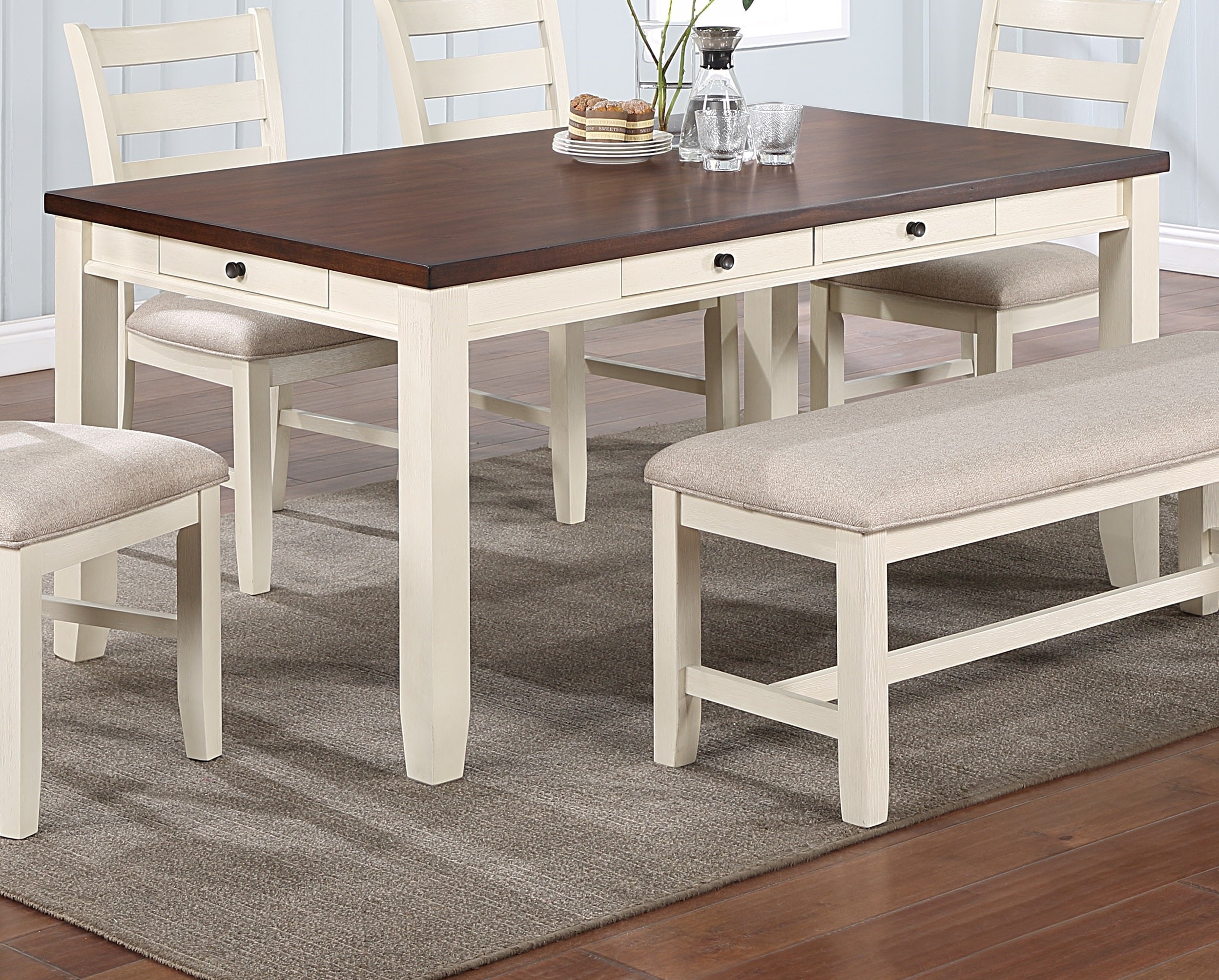 White Rubberwood Walnut Acacia Table Only