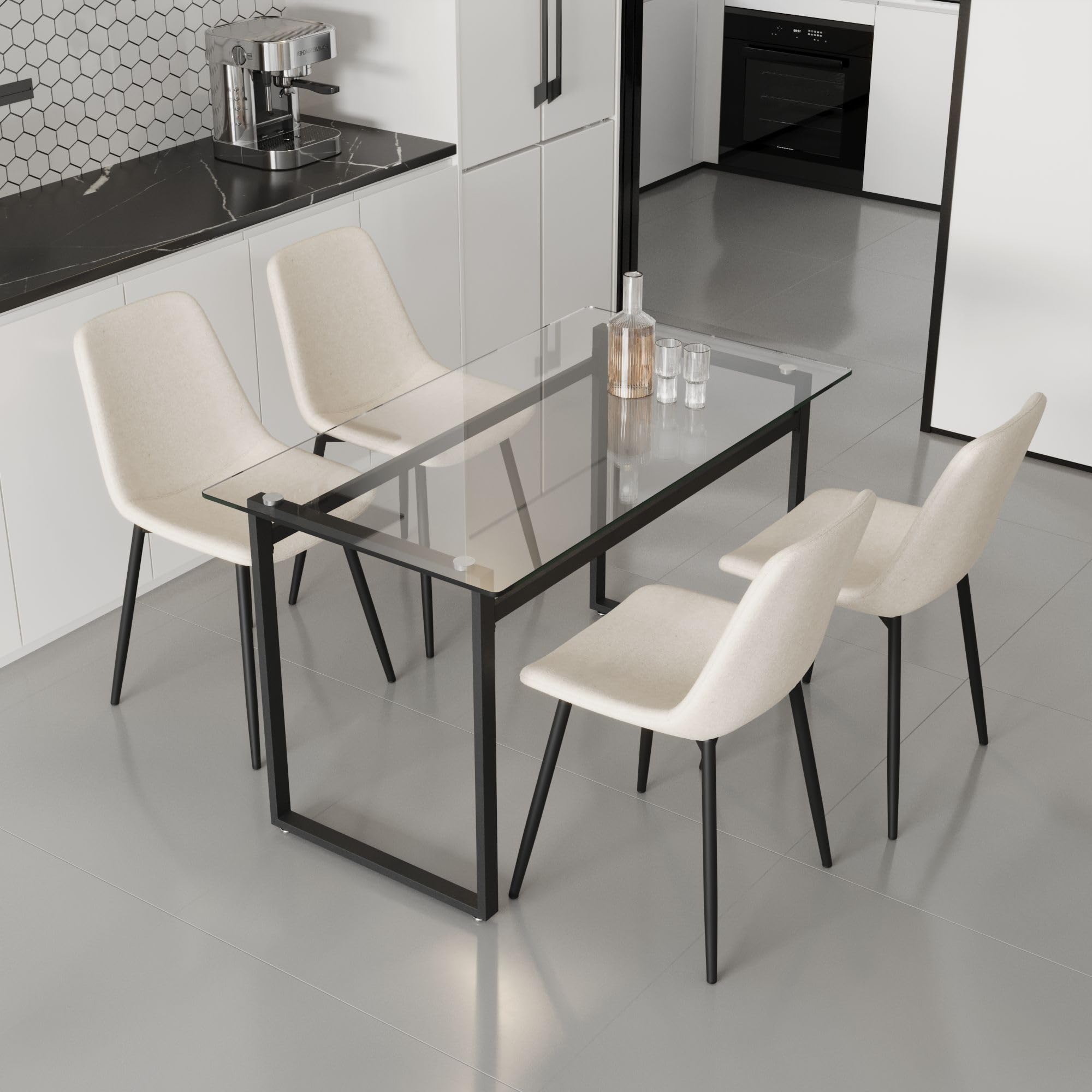 Elegant Glass Dining Table Set for 4