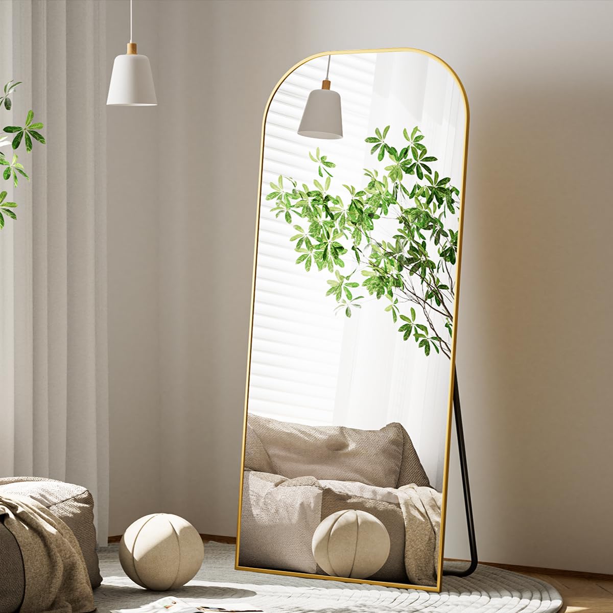 Gold Wavy Mirror Full Body with Aluminum Frame