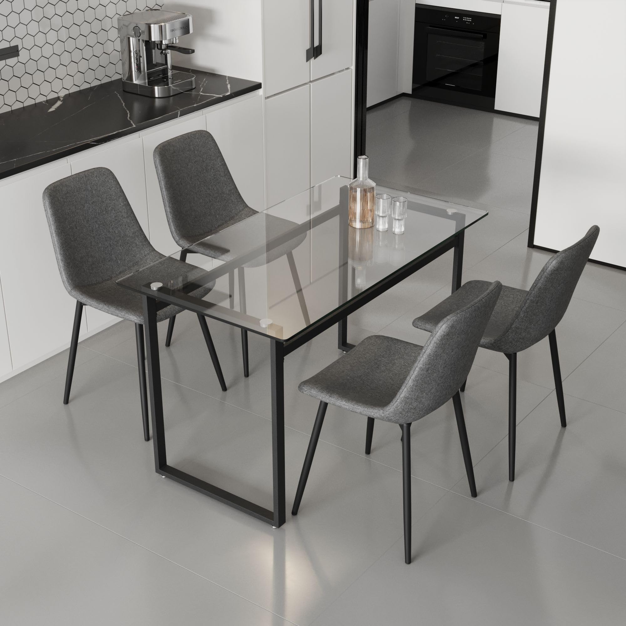 Elegant Glass Dining Table Set for 4