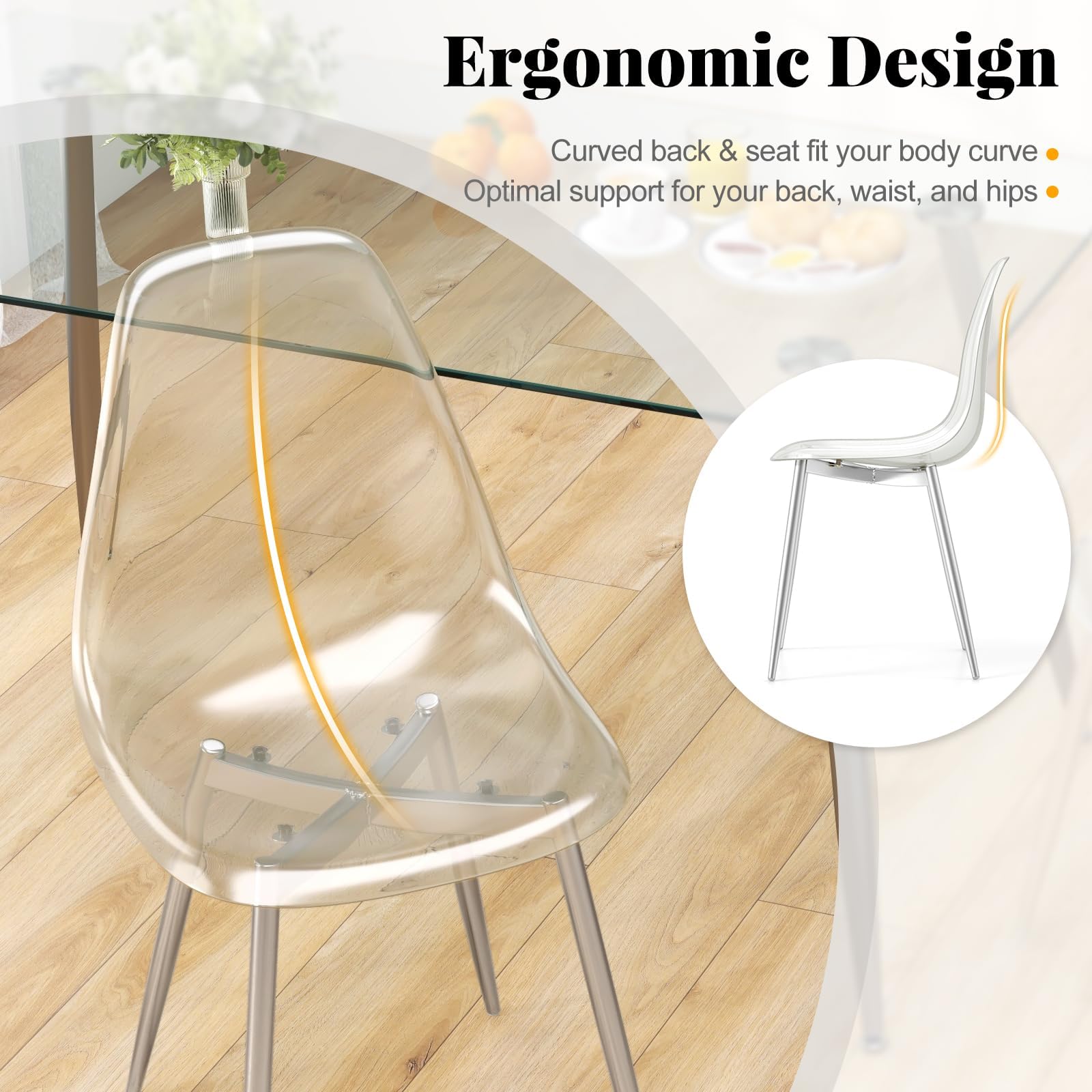Sleek Glass Dining Set for 4