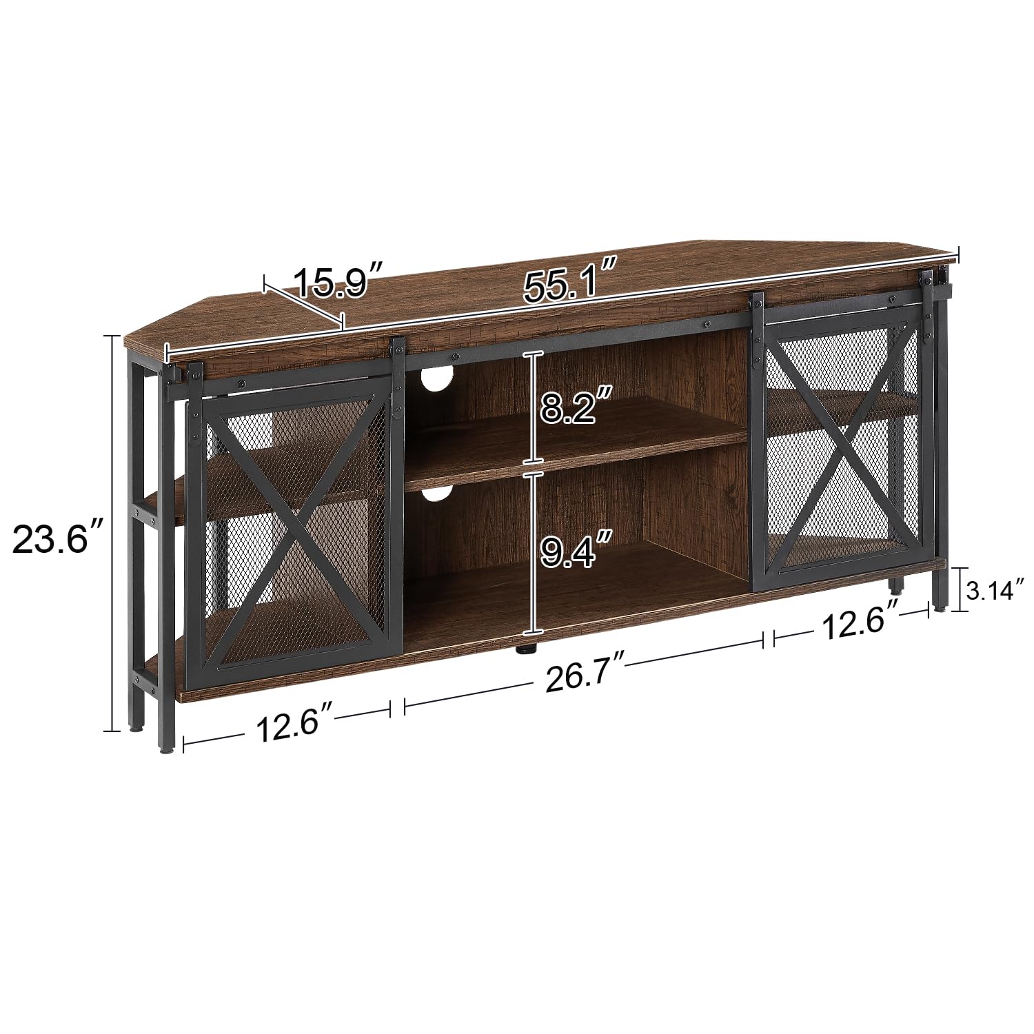 Corner TV Stand with Sliding Barn Door