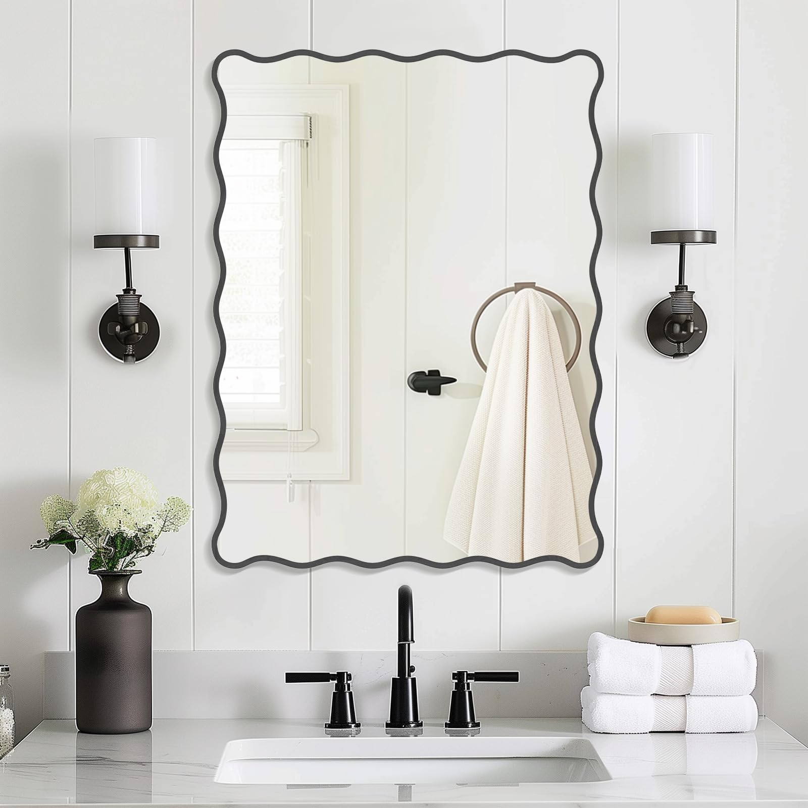 Modern Wavy Mirror with Ripple Edge