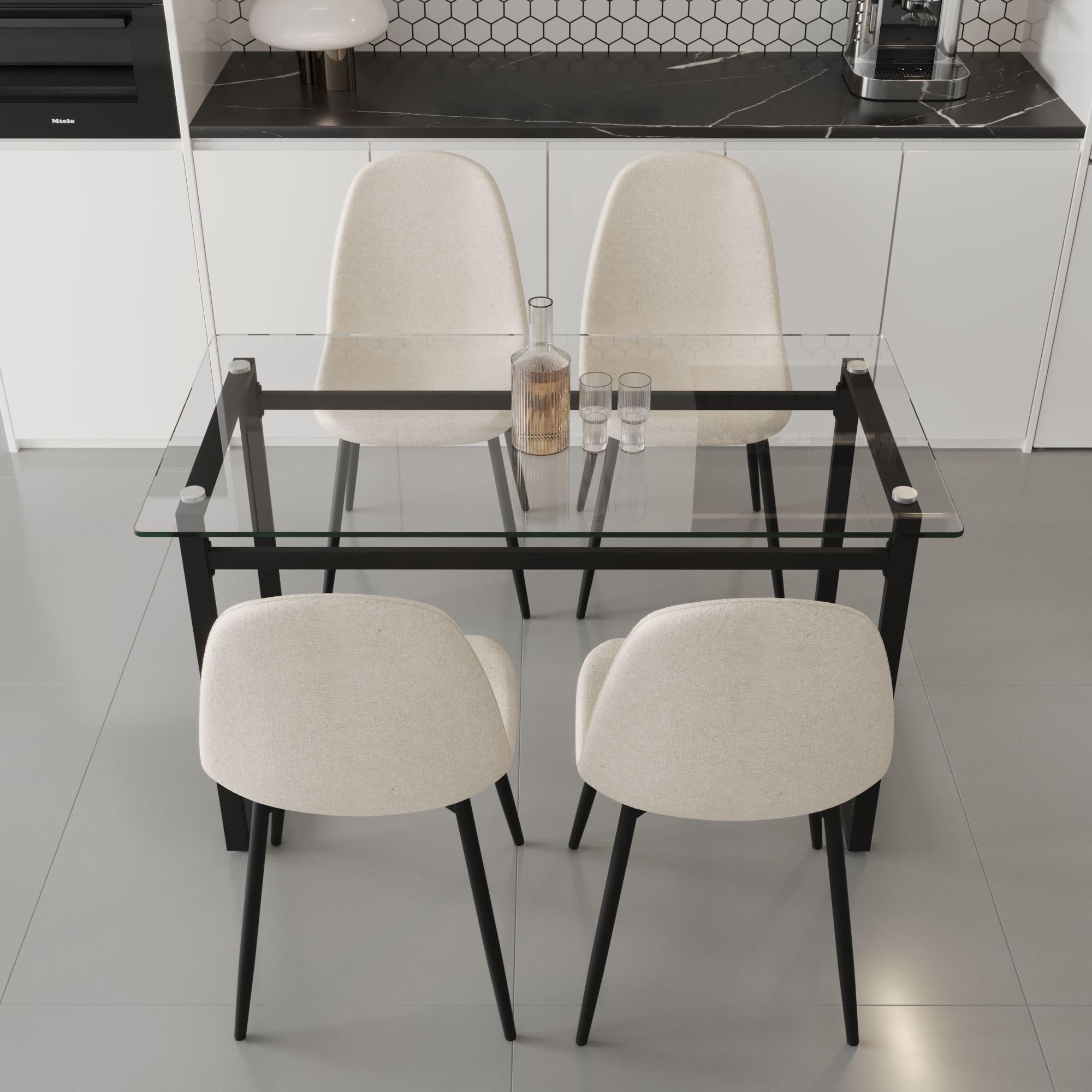 Elegant Glass Dining Table Set for 4