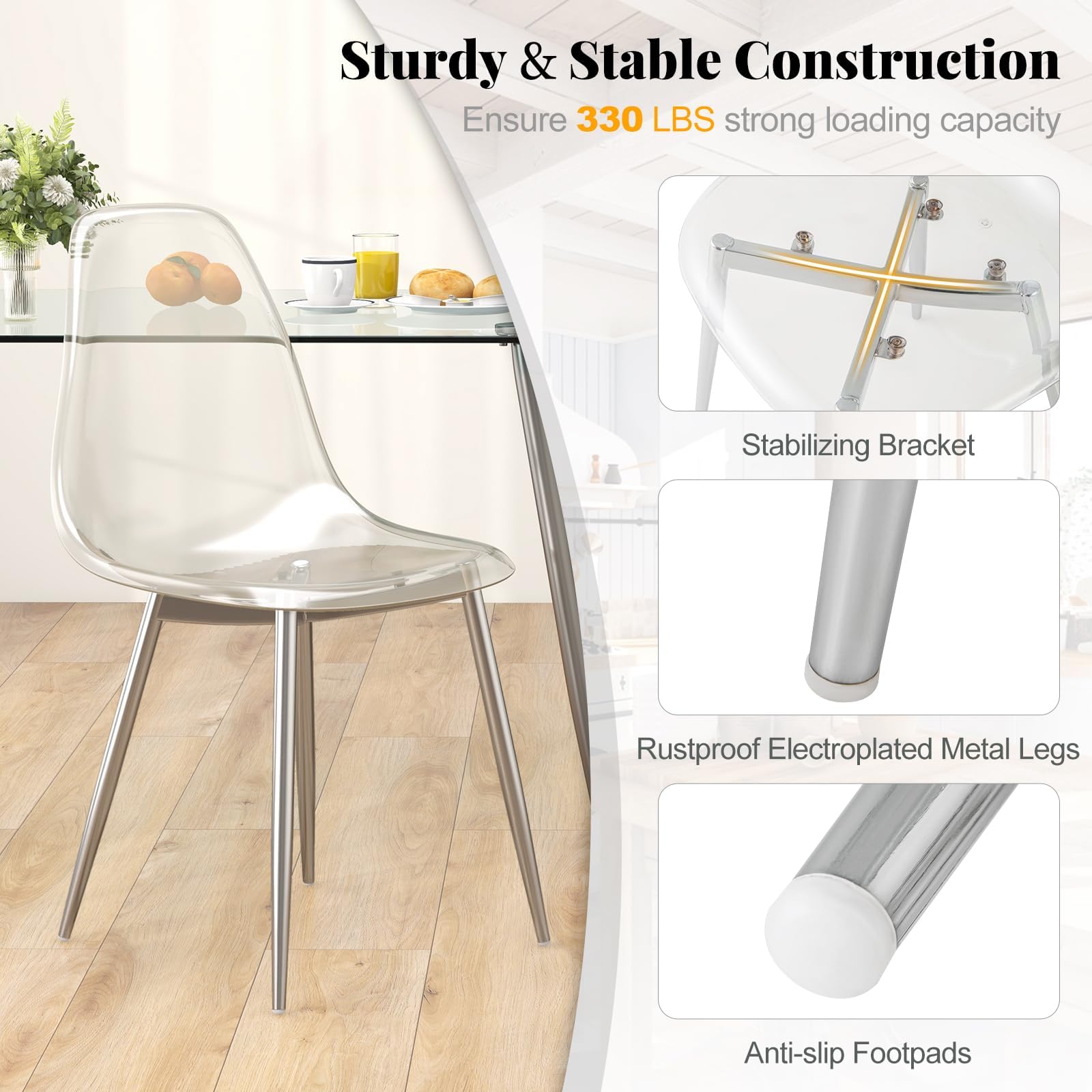 Sleek Glass Dining Set for 4