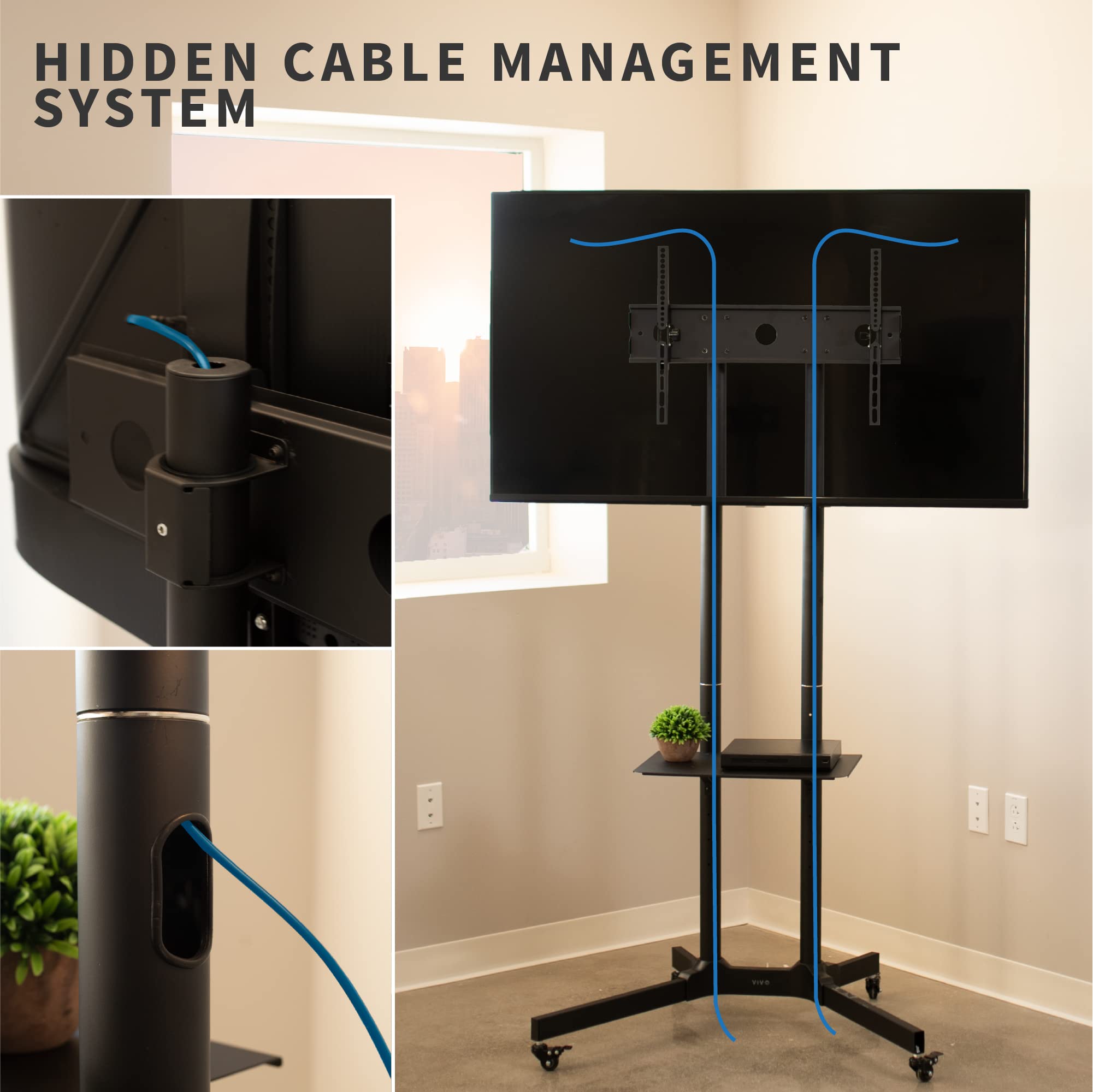 TV Cart for 32" to 83" Screens with Rolling Laptop Stand